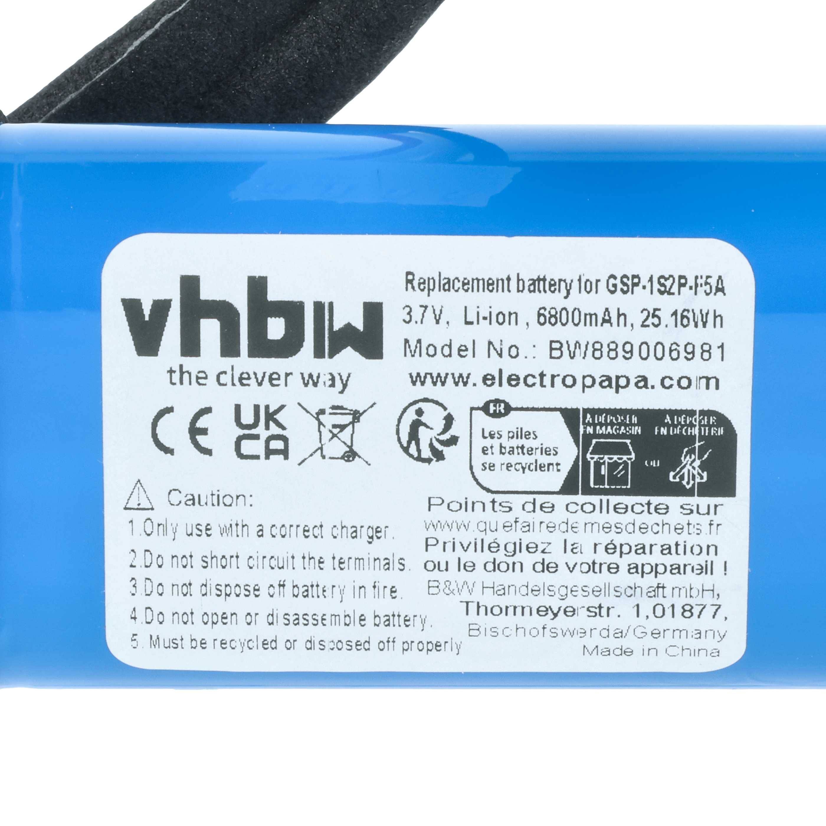 „Ersatzbatterie für GSP-1S2P-F5A