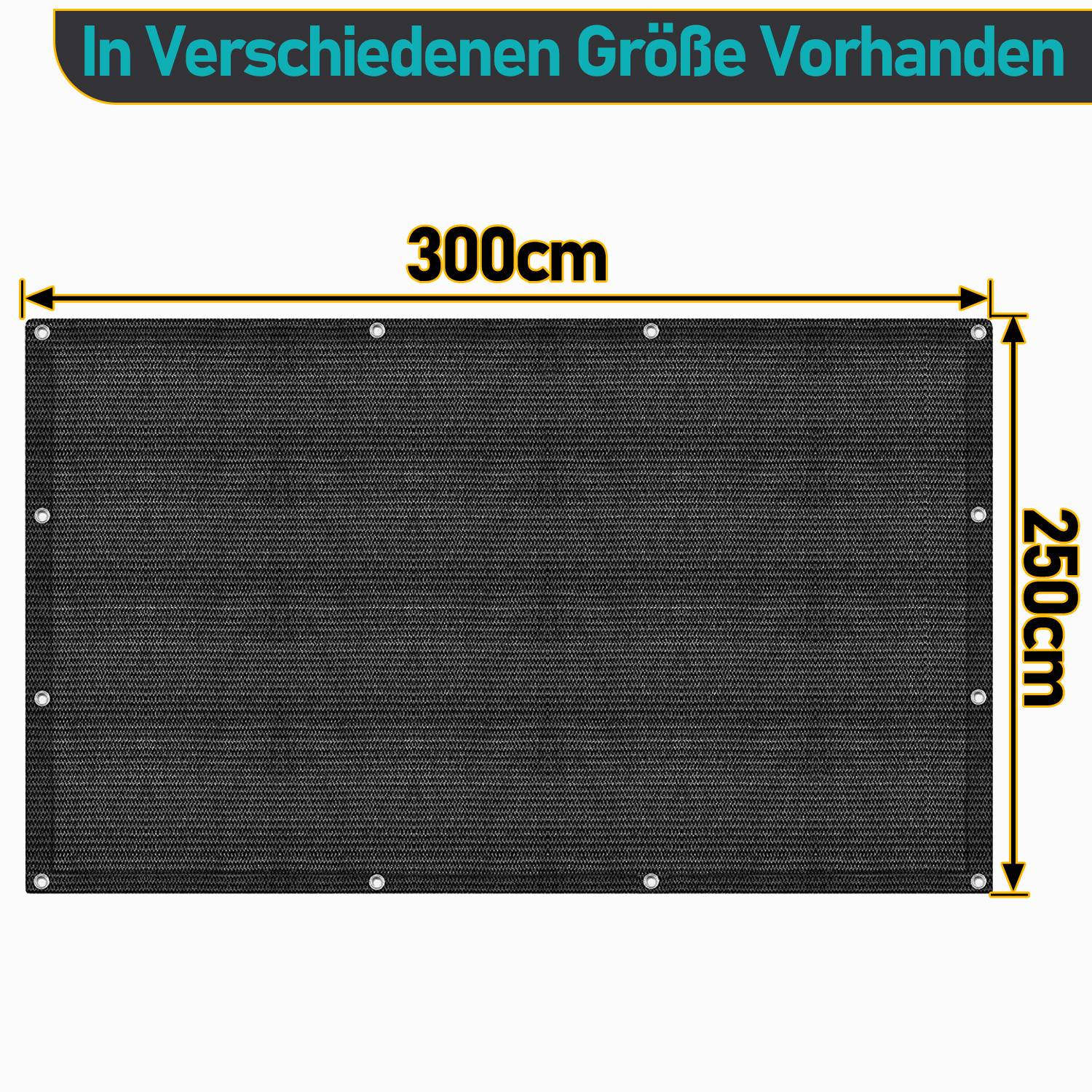 Zeltteppich 250x300 cm HDPE Schwarz UV-stabil Atmungsaktiv mit 13 Heringe für Zelt & Caravan & Picknick