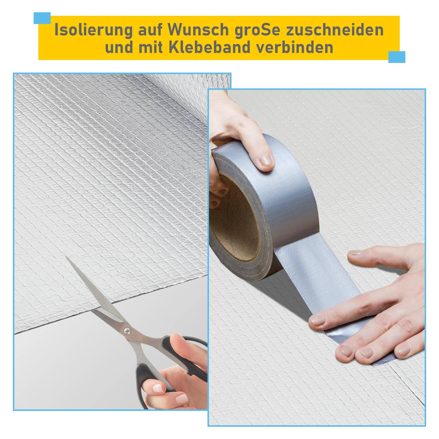 Alu-Luftpolsterfolie Dämmfolie Thermofolie Reflexionsfolie 30m x 1m silber – Wärmedämmung &amp; Kälteschutz für Dach, Wand, Fenster, Wohnmobil, Gew