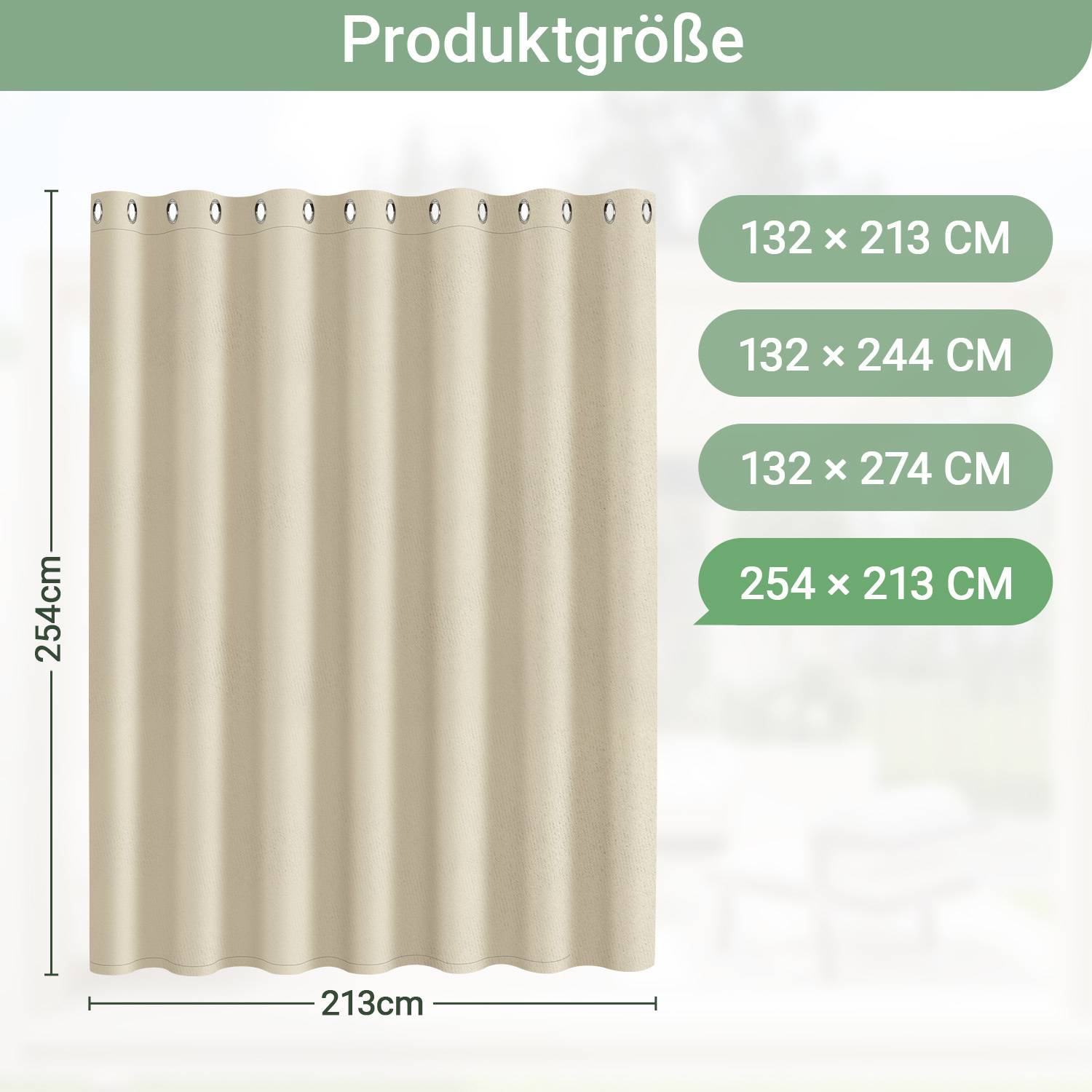 2 Stücke Outdoor Vorhang Gardinen 254 x 213 cm Verdunkelungsvorhang mit Ösen Blickdicht Garten Patio Balkon Beige