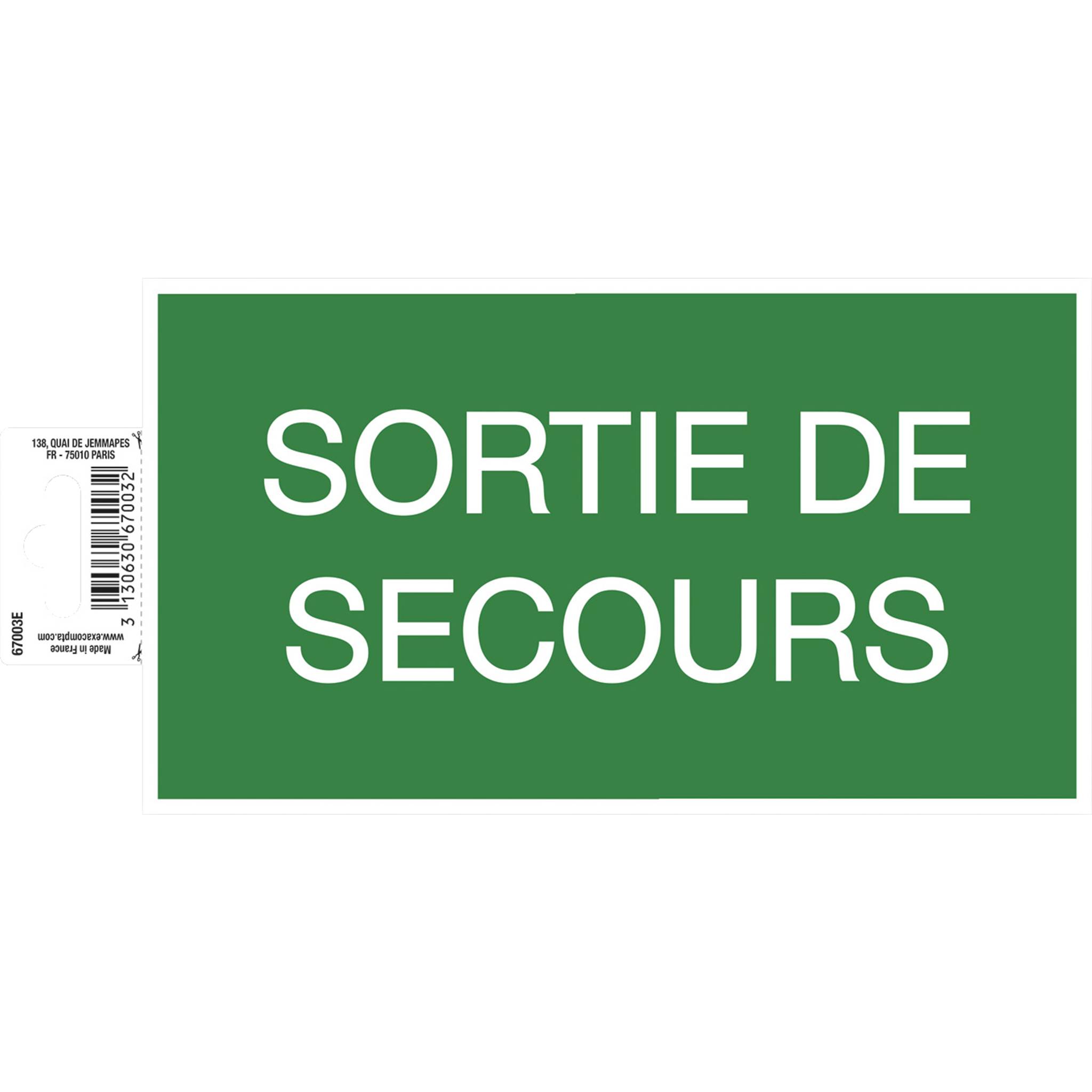 Notausgang in weißer Schrift auf grünem Hintergrund.