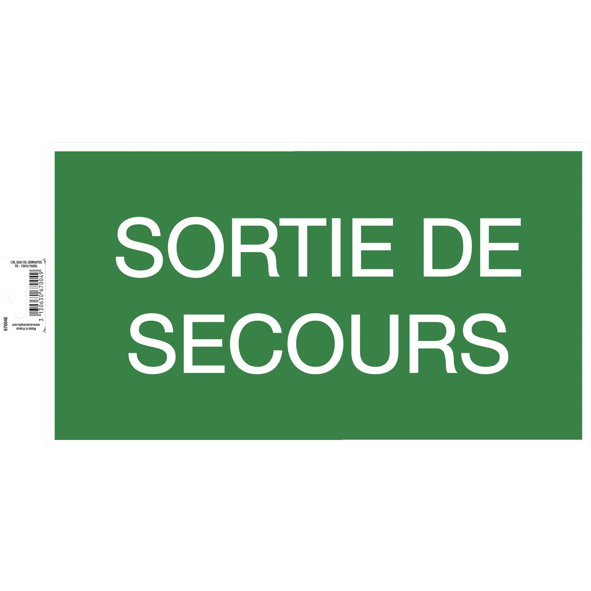 Grünes Notausgangsschild mit weißem Text 