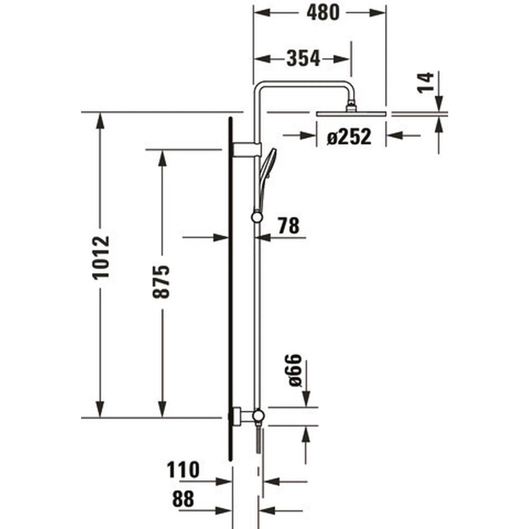 Duravit Duschsystem 1000 MinusFlow Brausethermostat, Edelstahl Gebürstet, 1 Stk.