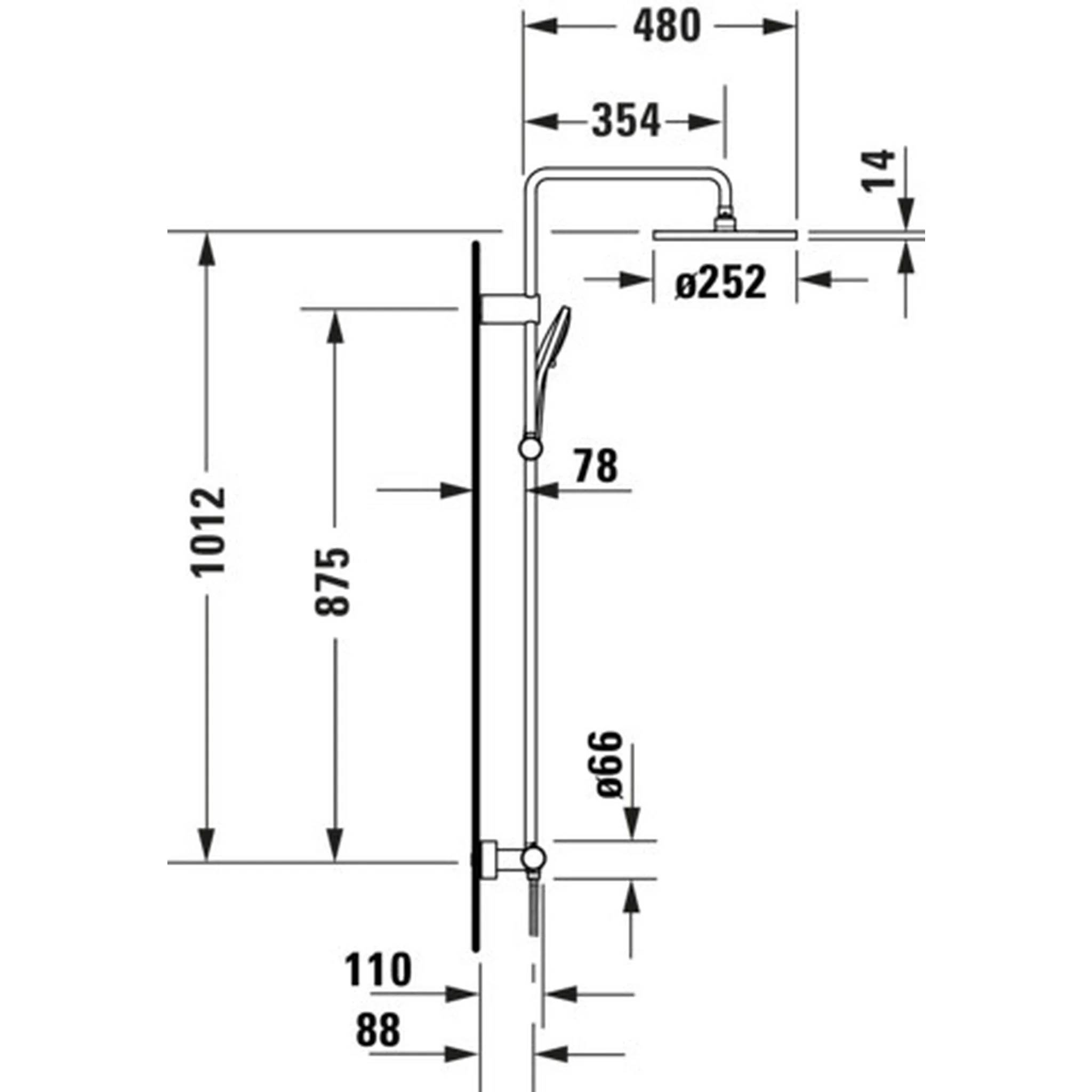 Duravit Duschsystem 1000 MinusFlow Brausethermostat, Edelstahl Gebürstet, 1 Stk.