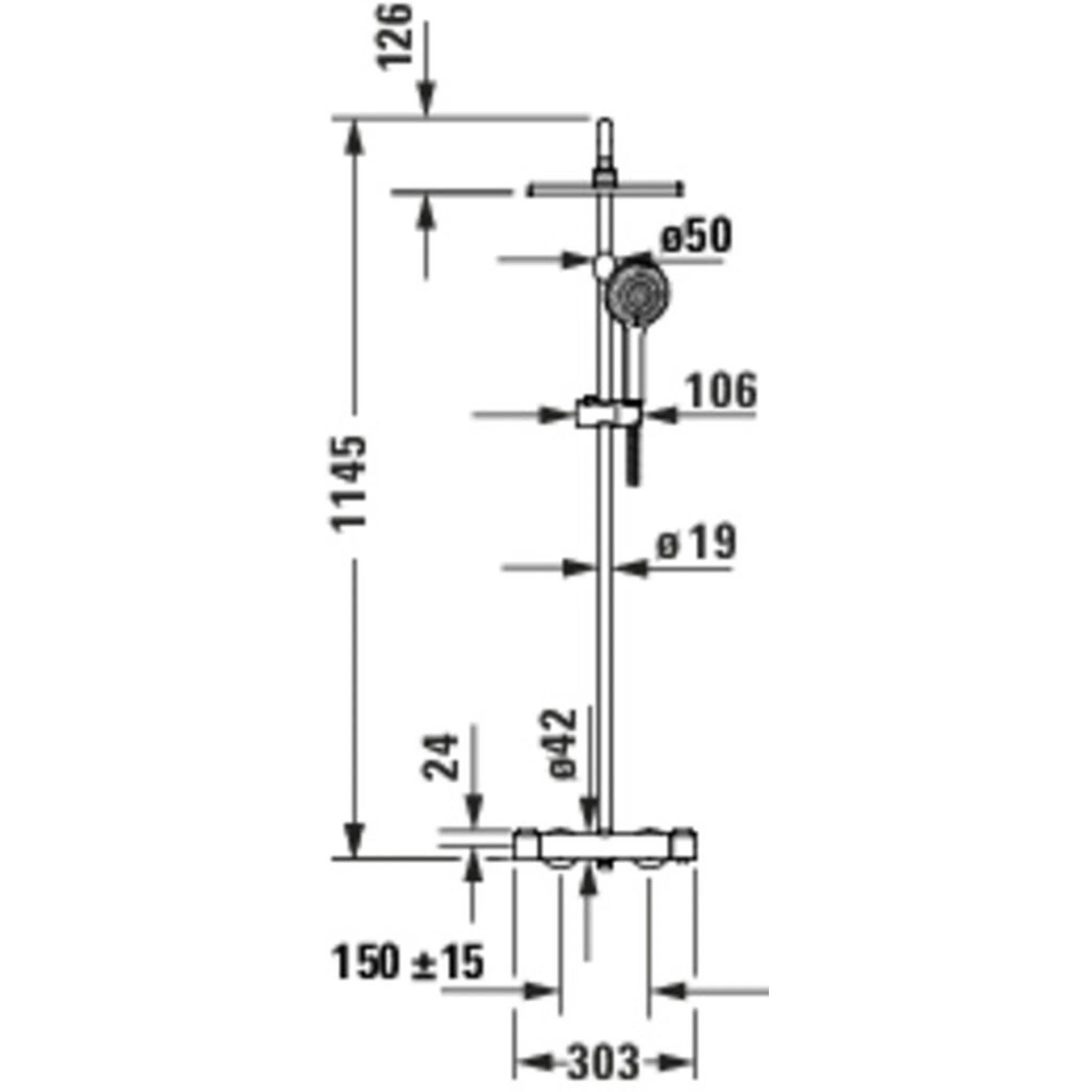 Duravit Duschsystem 1000 MinusFlow Brausethermostat, Edelstahl Gebürstet, 1 Stk.