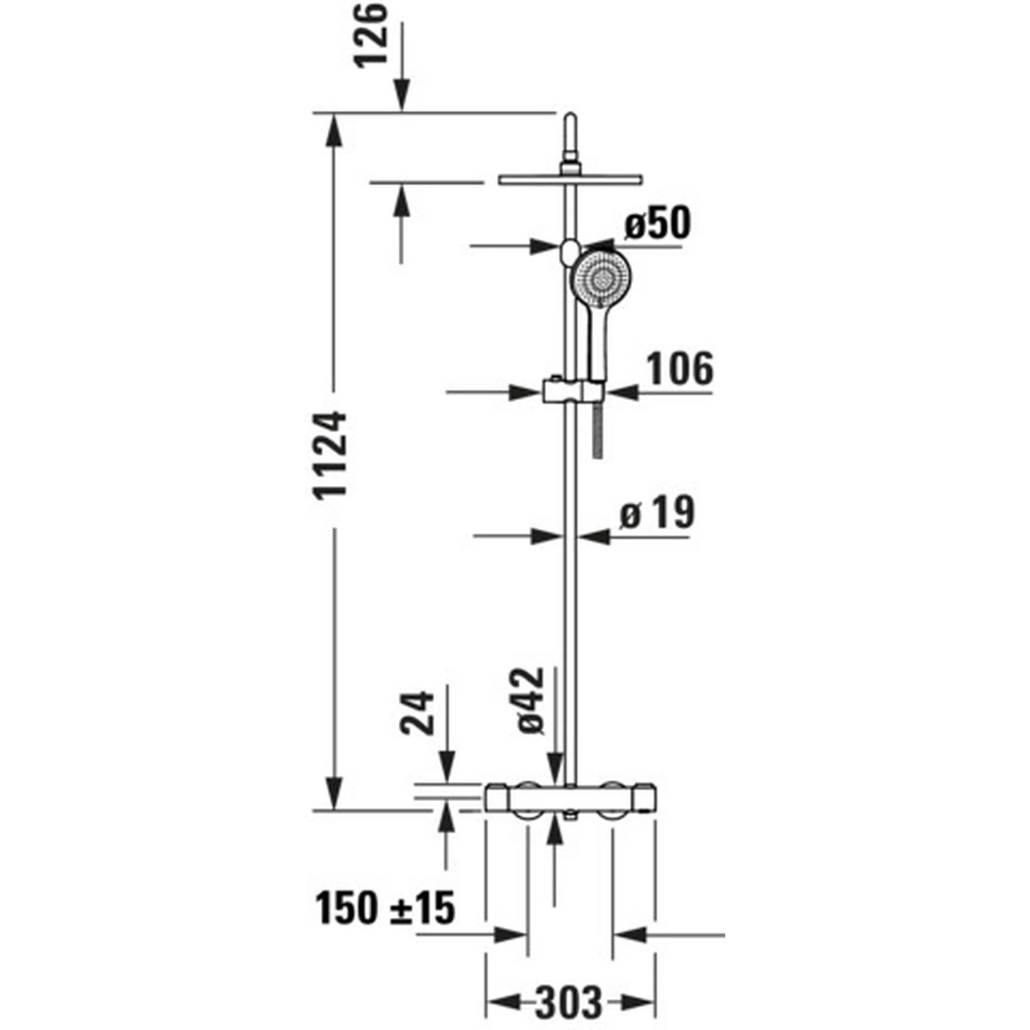 Duravit Duschsystem 1000 MinusFlow Brausethermostat, Gold Poliert, 1 Stk.