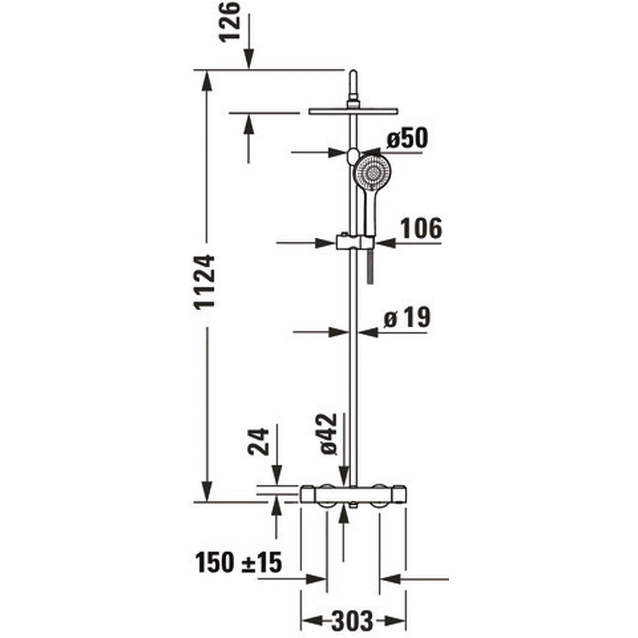 Duravit Duschsystem 1000 MinusFlow Brausethermostat, Gold Poliert, 1 Stk.