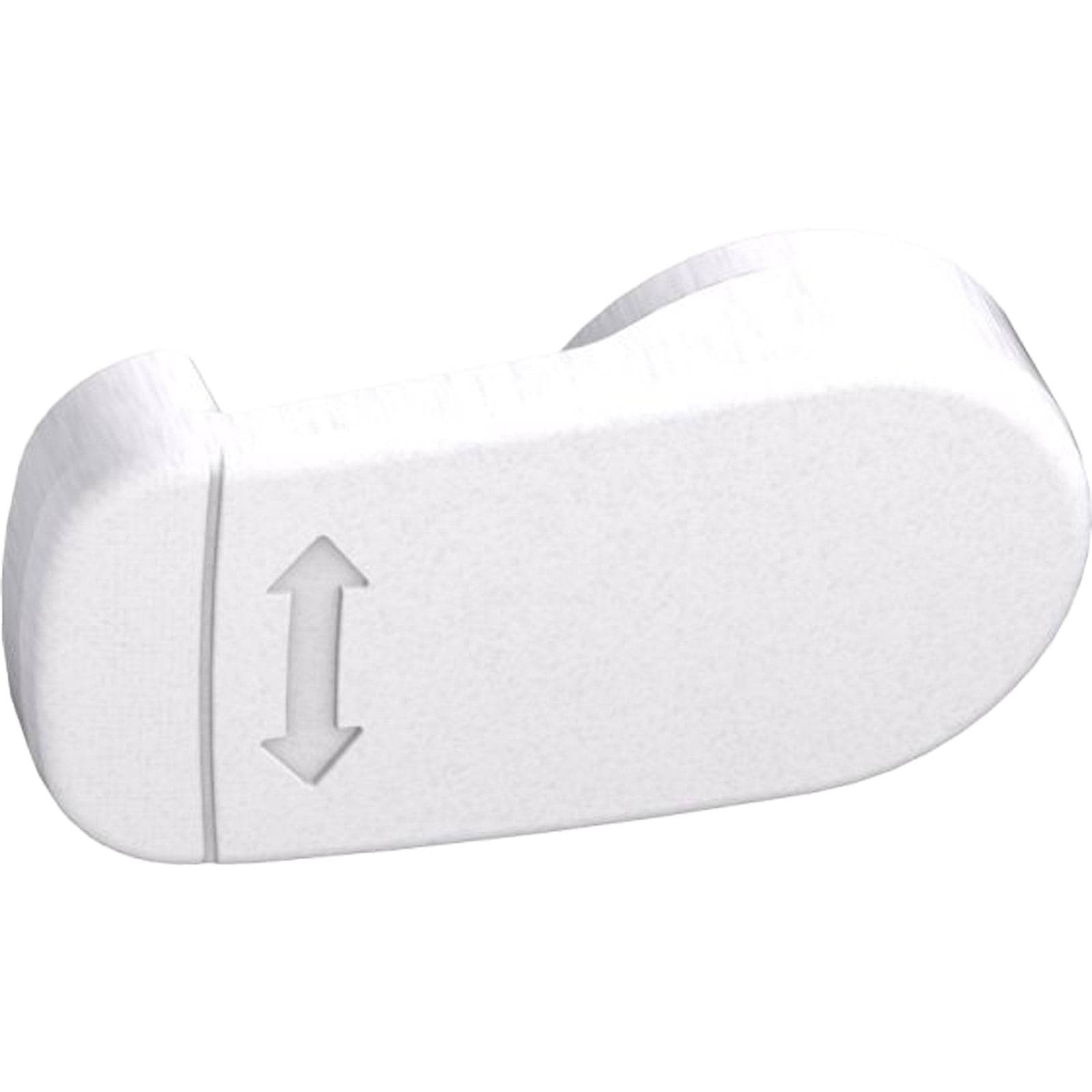 Ein weißes, länglich geformtes Objekt mit einem Pfeil, der an seiner Seite nach oben und unten zeigt.