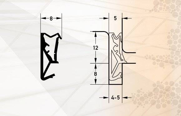 Technische Zeichnung einer Türgriff- und Schlossbaugruppe mit Abmessungen in Millimetern. Zeigt Vorder- und Seitenansichten mit Ausrichtungs- und Dimensionsangaben.