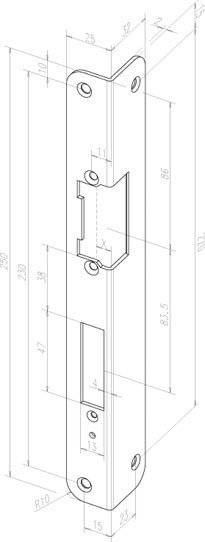 effeff Winkelschließblech abgerundet, IW/878 , Edelstahl, D Rechts