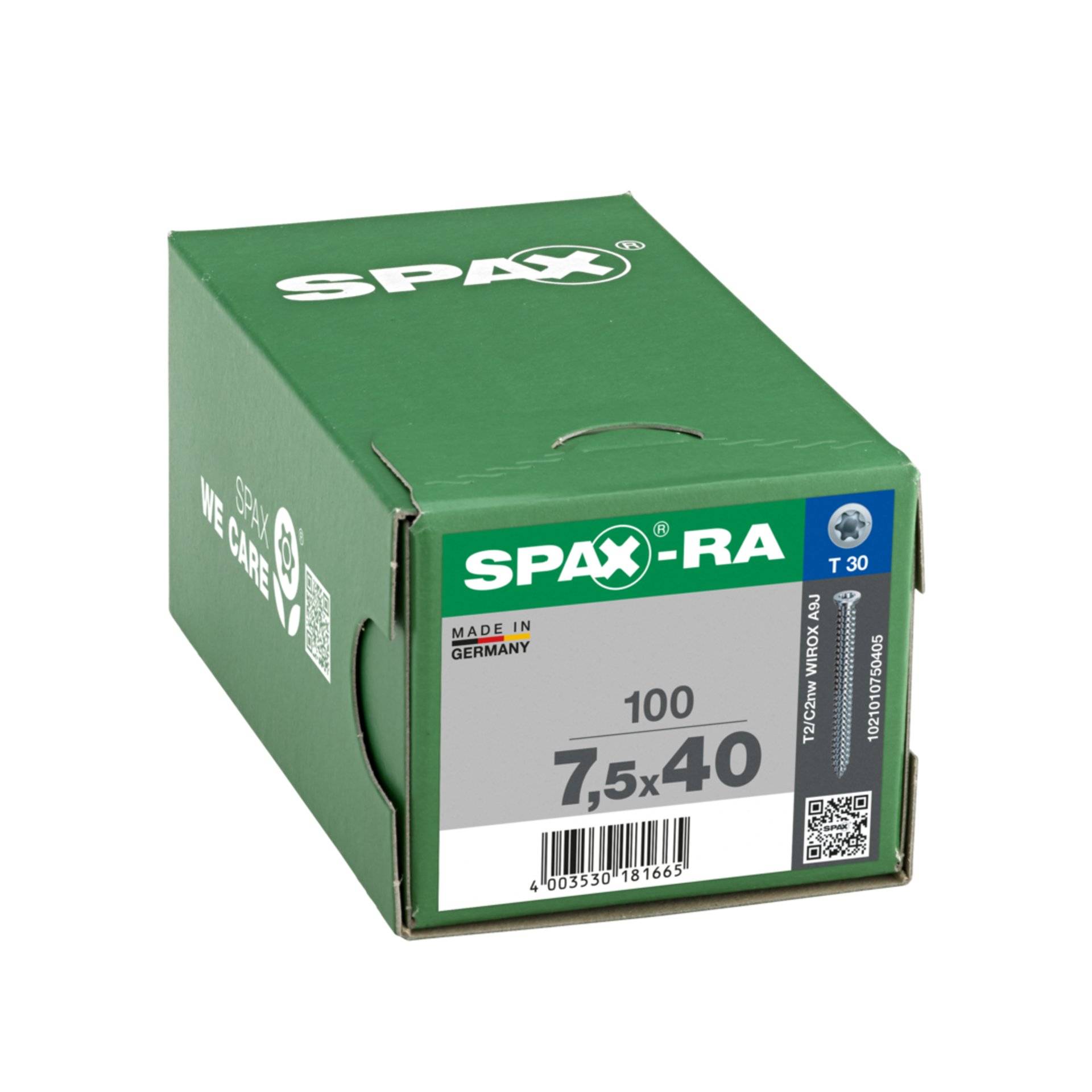 Spax-Ra 7,5x40 Flachsenkkopf T-Star Plus T30 Vollgewinde Wirox 100St