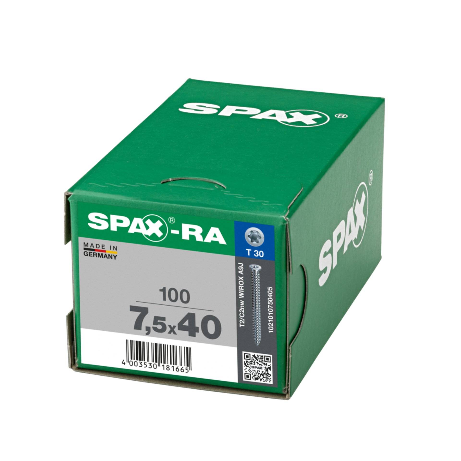 Spax-Ra 7,5x40 Flachsenkkopf T-Star Plus T30 Vollgewinde Wirox 100St