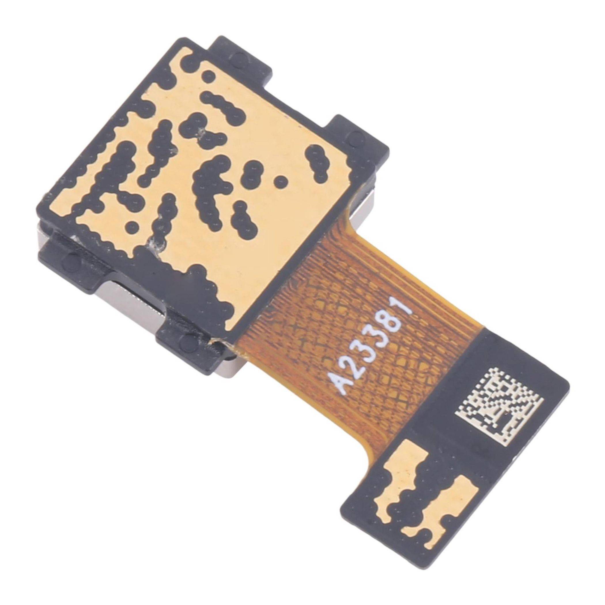 Eine kleine elektronische Komponente mit flacher, rechteckiger Form und Leiterplattendesign, versehen mit der Beschriftung ‚A23381'.
