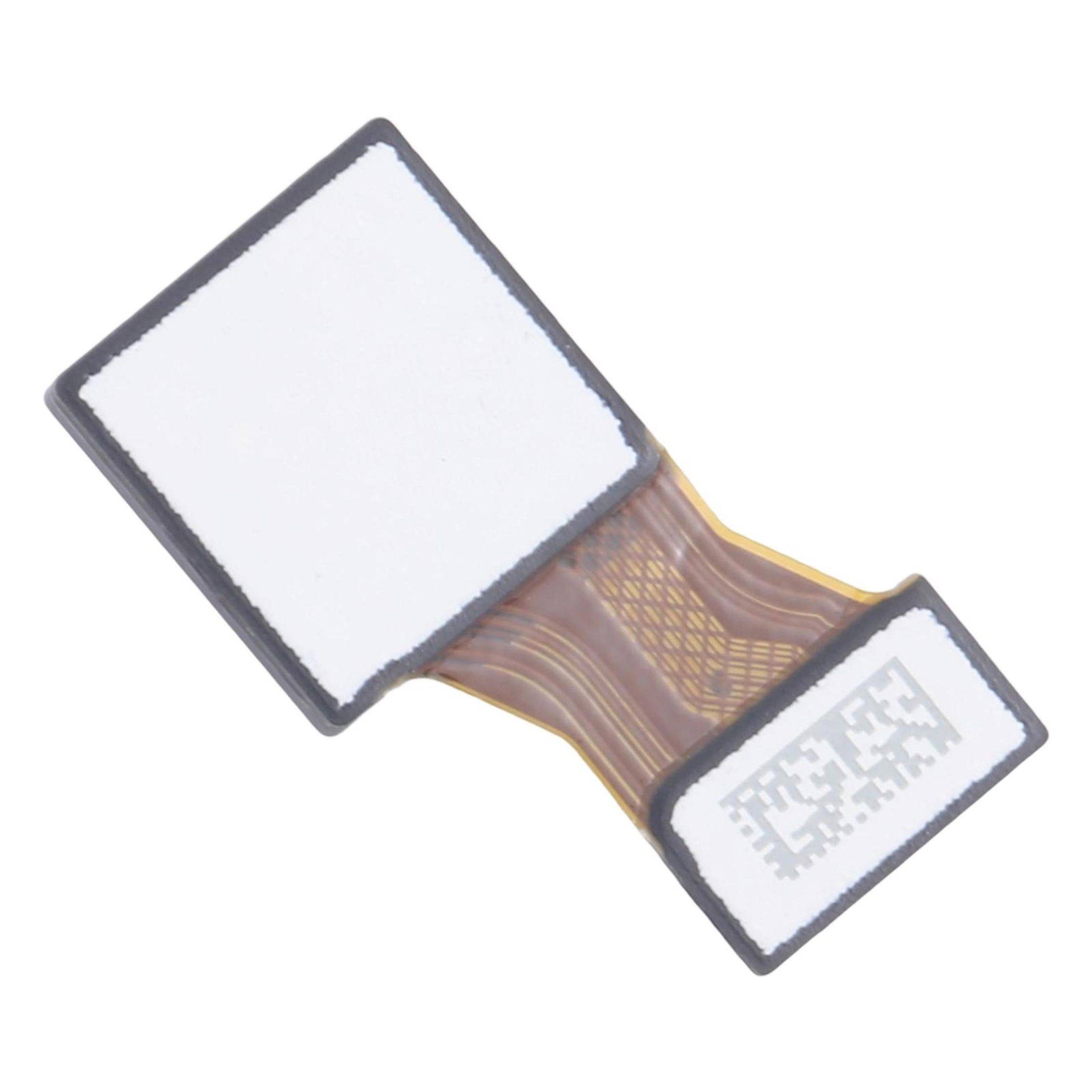 Ein kleiner, flexibler elektronischer Anschluss mit zwei weißen quadratischen Pads und Schaltkreisen, wahrscheinlich zum Verbinden von Komponenten in elektronischen Geräten verwendet.