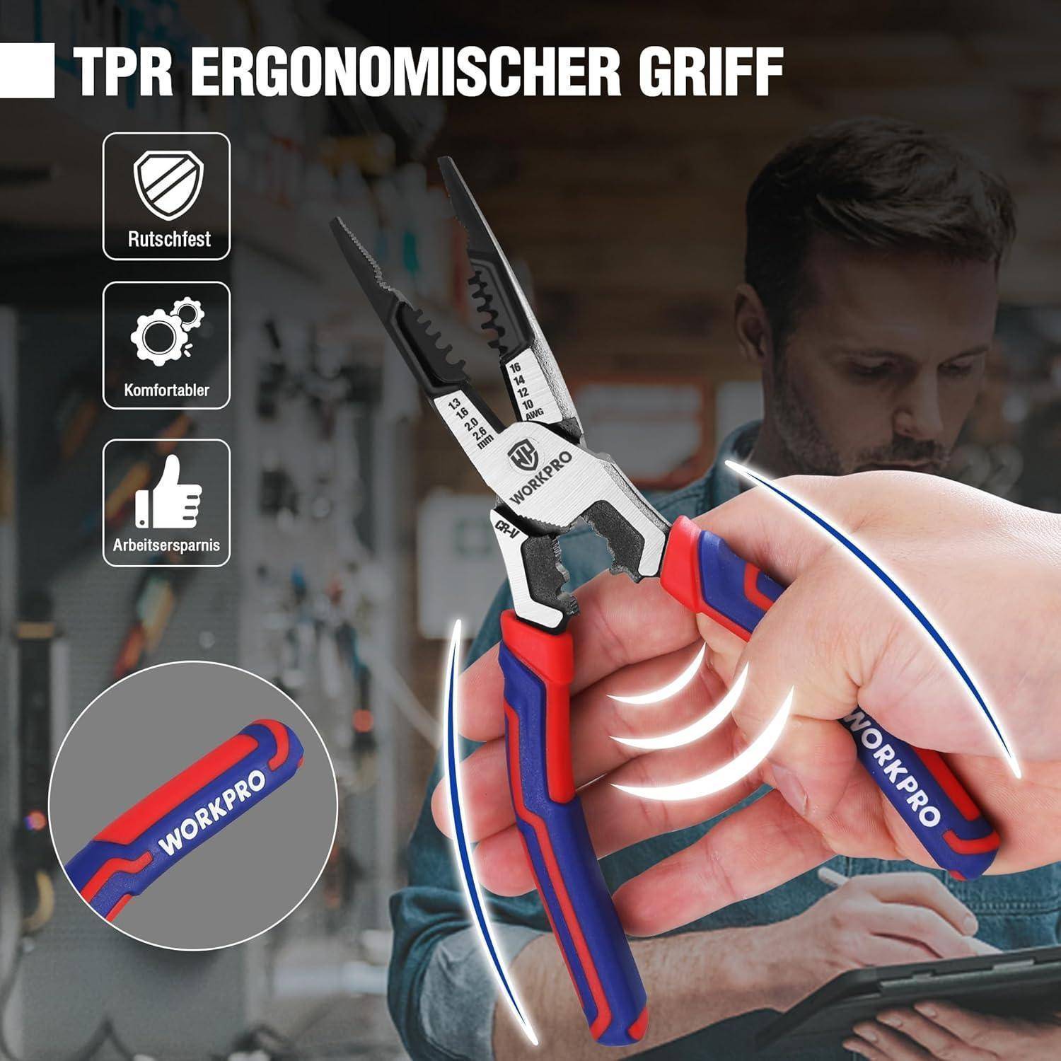 Spitzzange Flachrundzange Multifunktionszange Cr-V Stahl für