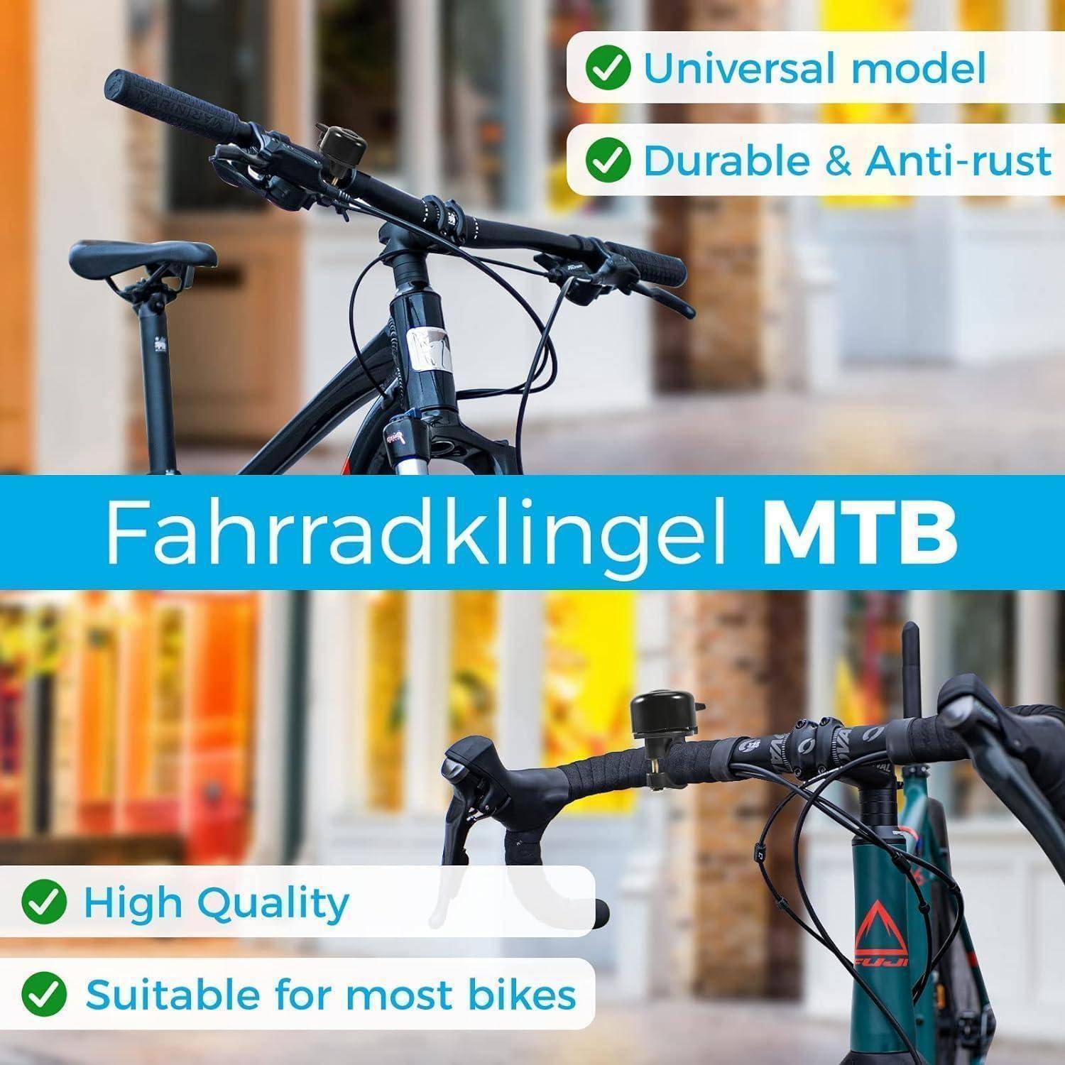 2er Set Fahrradklingel Retro Laut Klang Schwarz für Rennrad MTB Roller