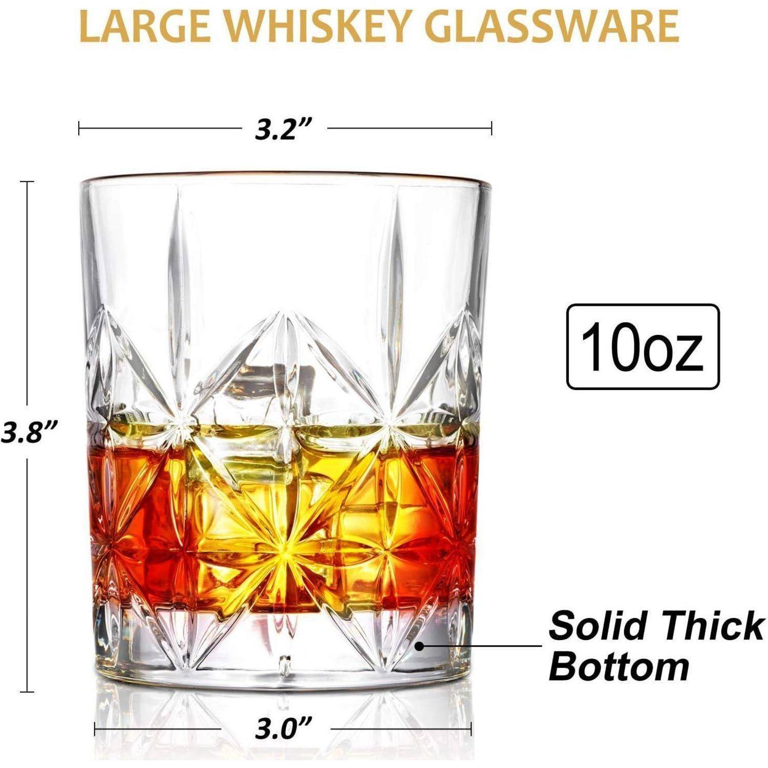Ein 10-Unzen-Glas mit dekorativem Schliffmuster, misst 3,8