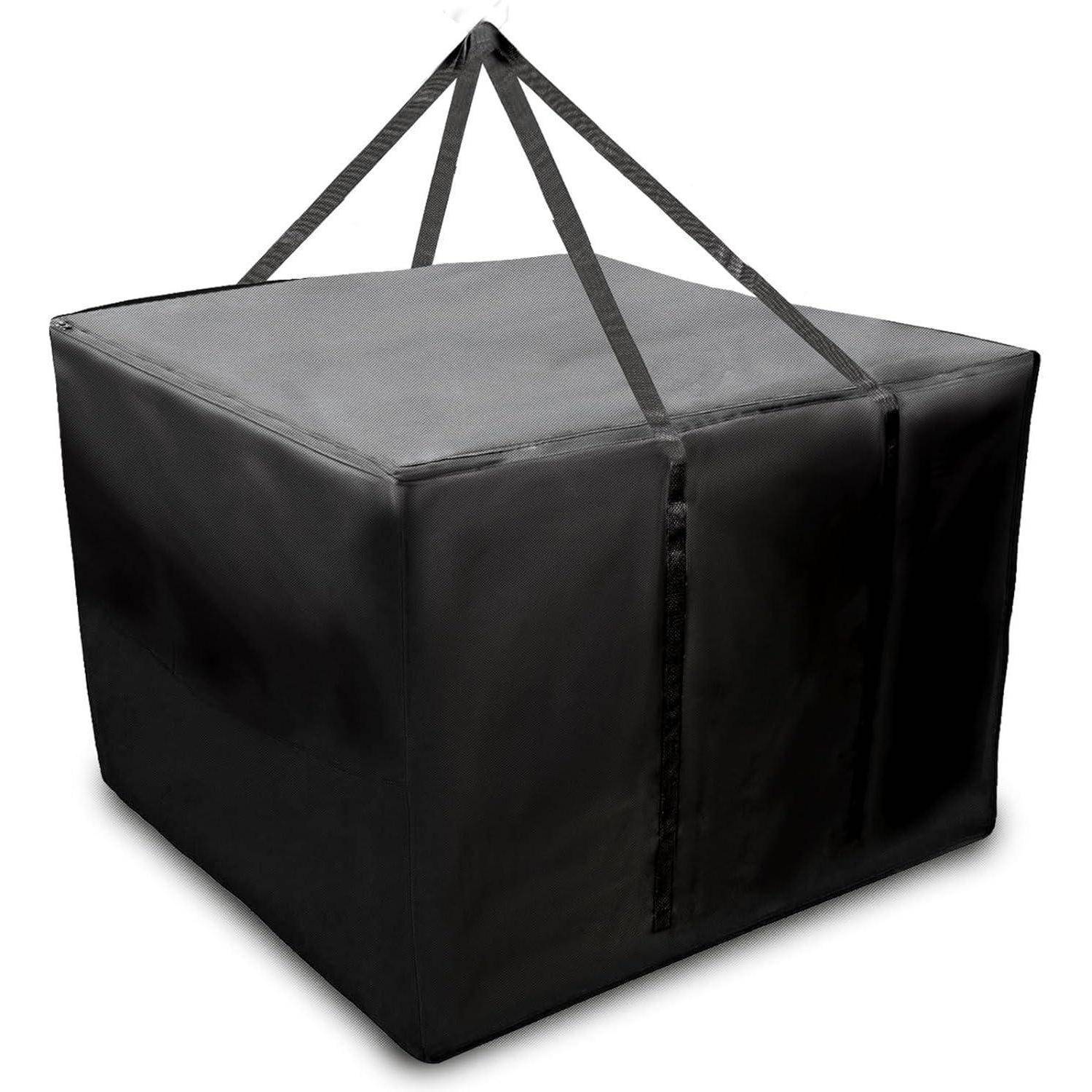 Eine schwarze, isolierte Liefertasche mit zwei Tragegriffen, die entwickelt wurde, um Waren kühl oder warm zu halten.