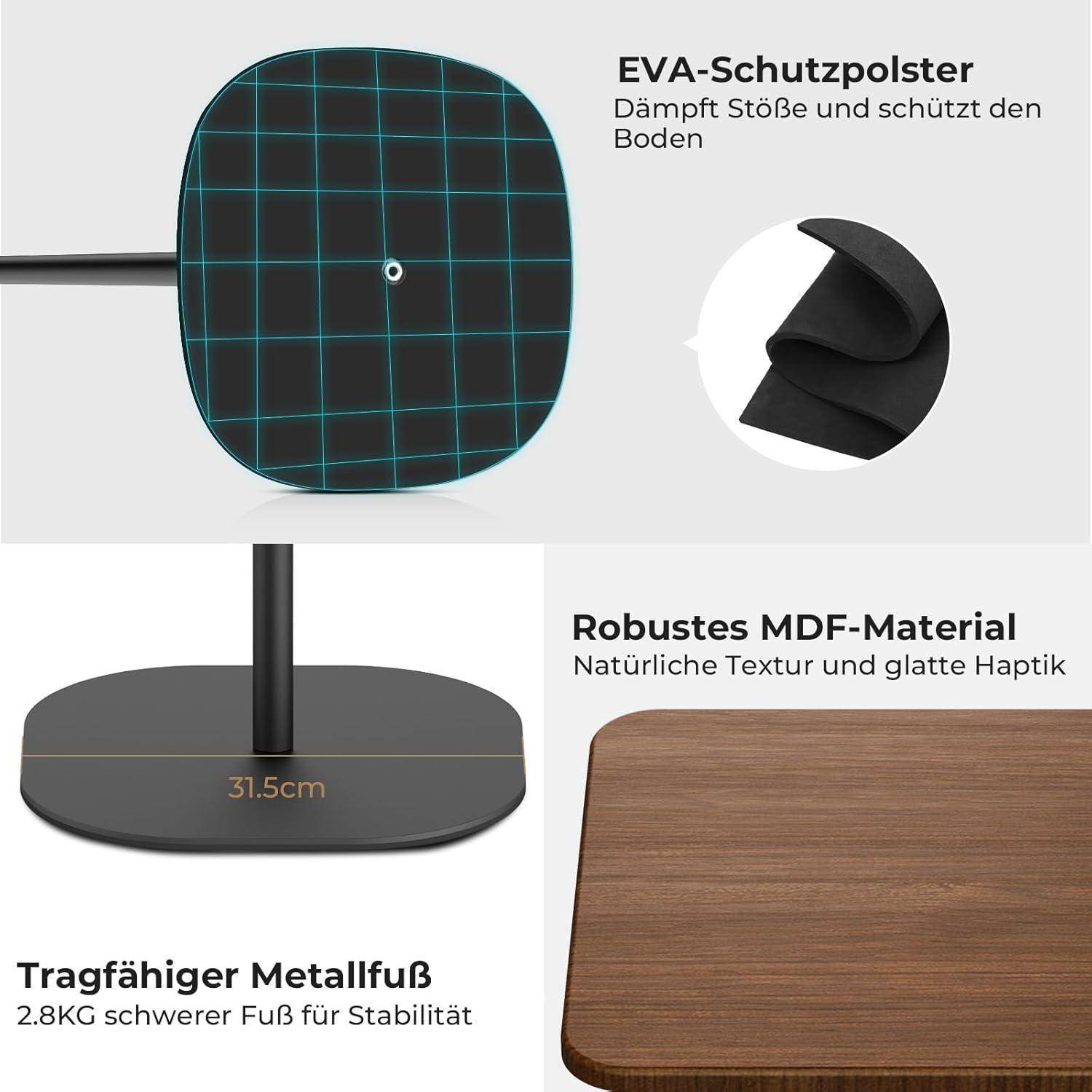 Schreibtischunterlage und Oberflächenschutz: ausgestattet mit stoßdämpfender EVA-Polsterung, robuster MDF-Textur, glatter Oberfläche und stabilem Metallsockel.