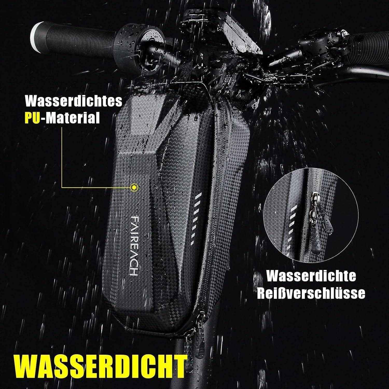 E-Bike-Tasche mit wasserdichtem PU-Material und Reißverschlüssen, gekennzeichnet mit 