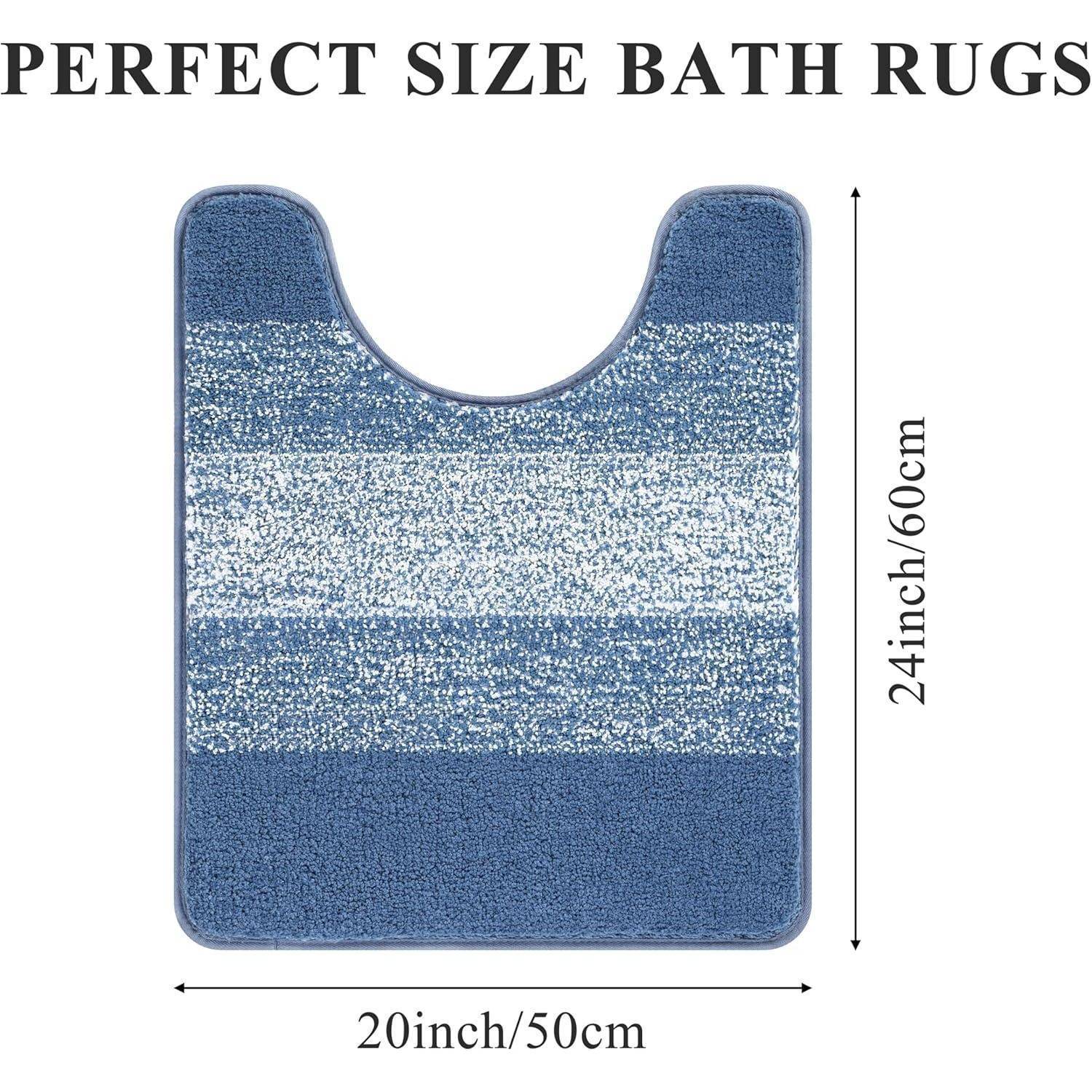 WC Teppich U Form Badvorleger rutschfest waschbar Blau 50 x 60 cm