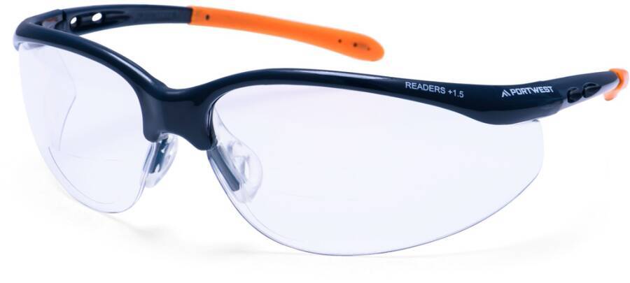 Korrektionsschutzbrille mit Sehstärke PS25CLRX15 Rahmen schwarz/orange Scheibe klar Scheibenkennzeichnung 2C-1.2 1 FT, +