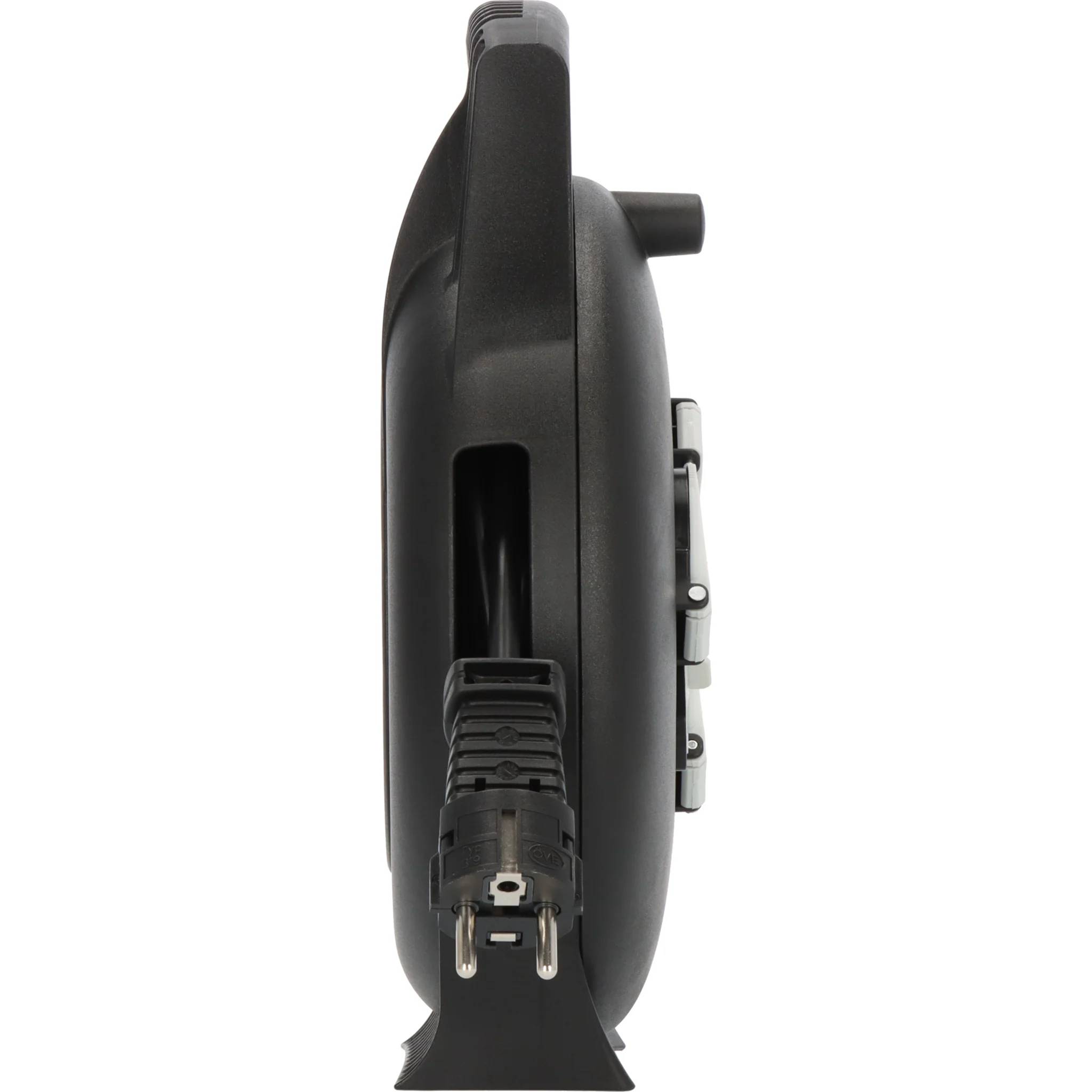 Brennenstuhl Vario Kabelbox, IP20, Mini-Kabeltrommel, schwarz/hellgrau mit 2x USB, 10m, 1 Stk.