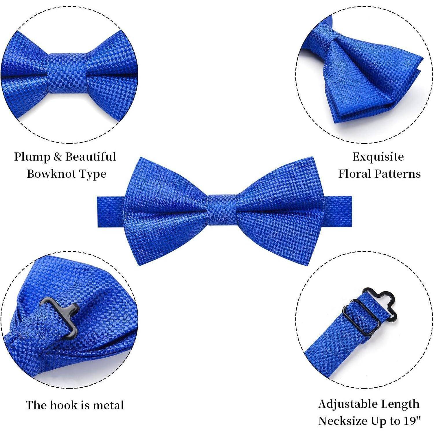 Blaue Fliege mit Metallhaken, einstellbare Länge bis zu 19 Zoll, mit üppigem und schönem Maschentyp und exquisiten Blumenmustern.