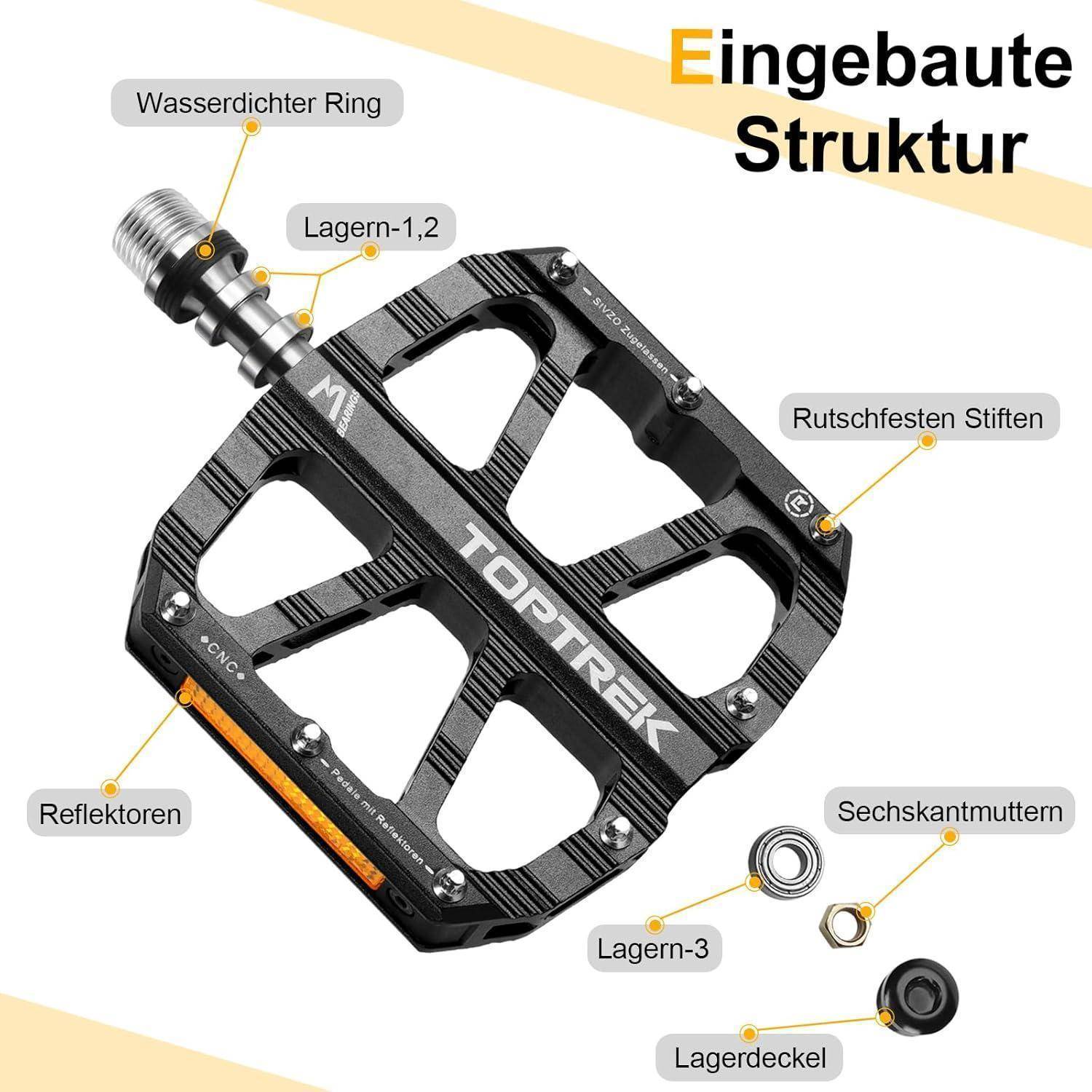 Fahrradpedale StVZO Zugelassen Reflektoren Aluminium MTB Pedale