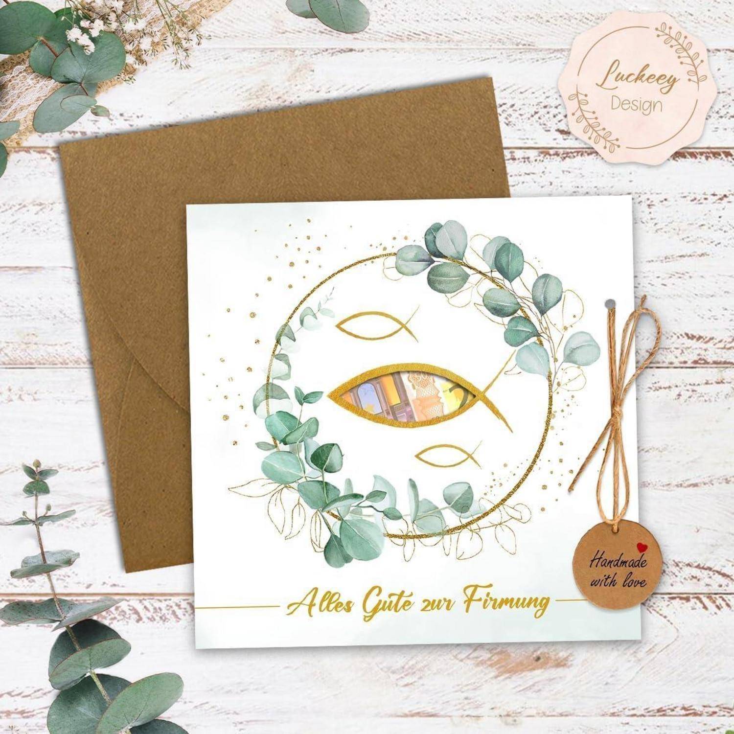 Greeting card with an abstract floral design and the German text 'Alles Gute zur Firmung