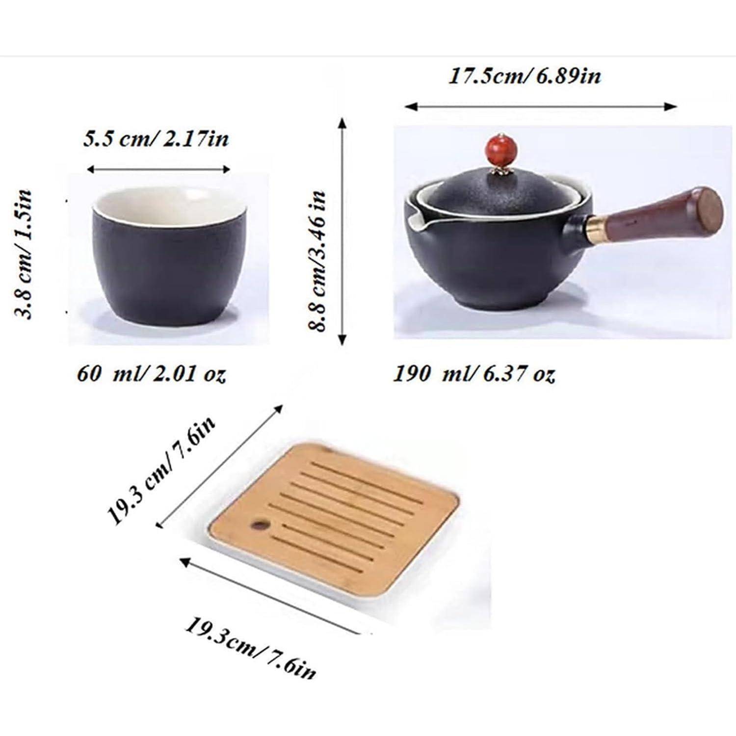 Kungfu Tee Set Keramik Portable Teekanne Infuser 4-Teetassen schwarz