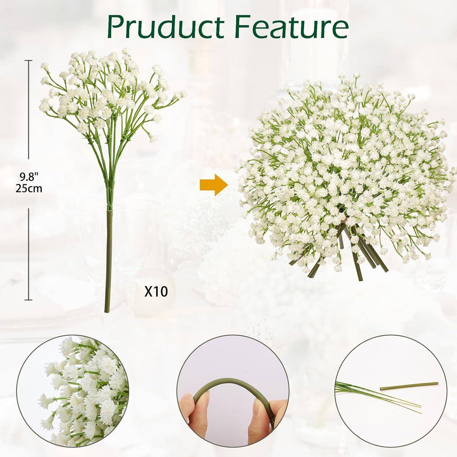 10er Set Künstliche Schleierkraut Blumensträuße Hochzeit Deko