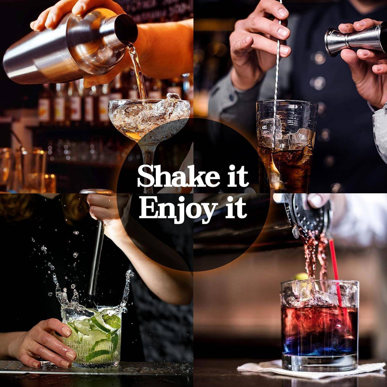 Eine Collage von Barkeepern, die Cocktails einschenken, mit dem Text 