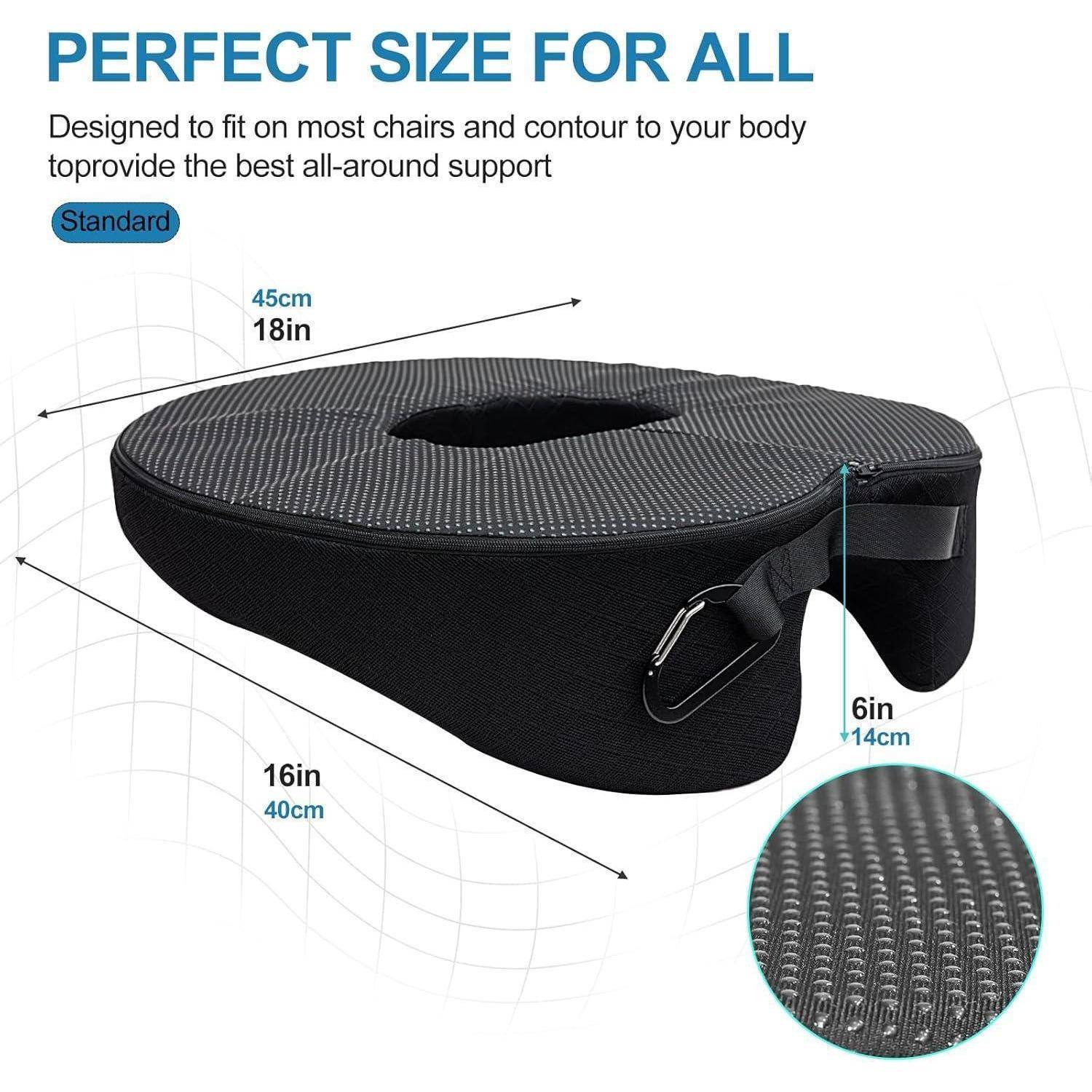 Kissenabmessungen: 18x16x6 Zoll (45x40x14 cm). Schwarz, ergonomisch gestaltet für Stühle, mit strukturiertem, atmungsaktivem Stoff.