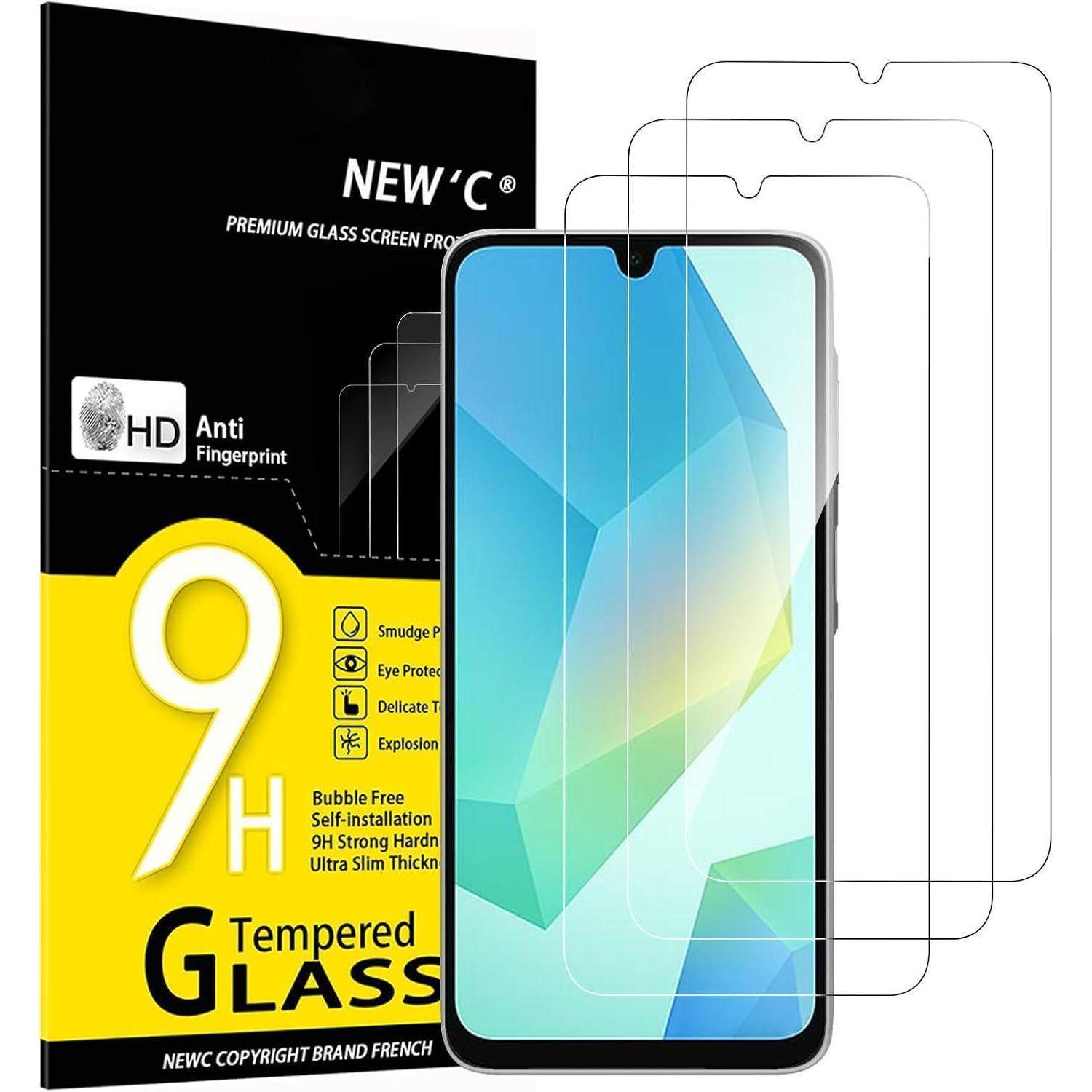 NEUES' C-Panzerglas-Displayschutz für Smartphones, mit HD-Klarheit, Fingerabdruckschutz, Verschmutzungsresistenz und 9H-Härte.