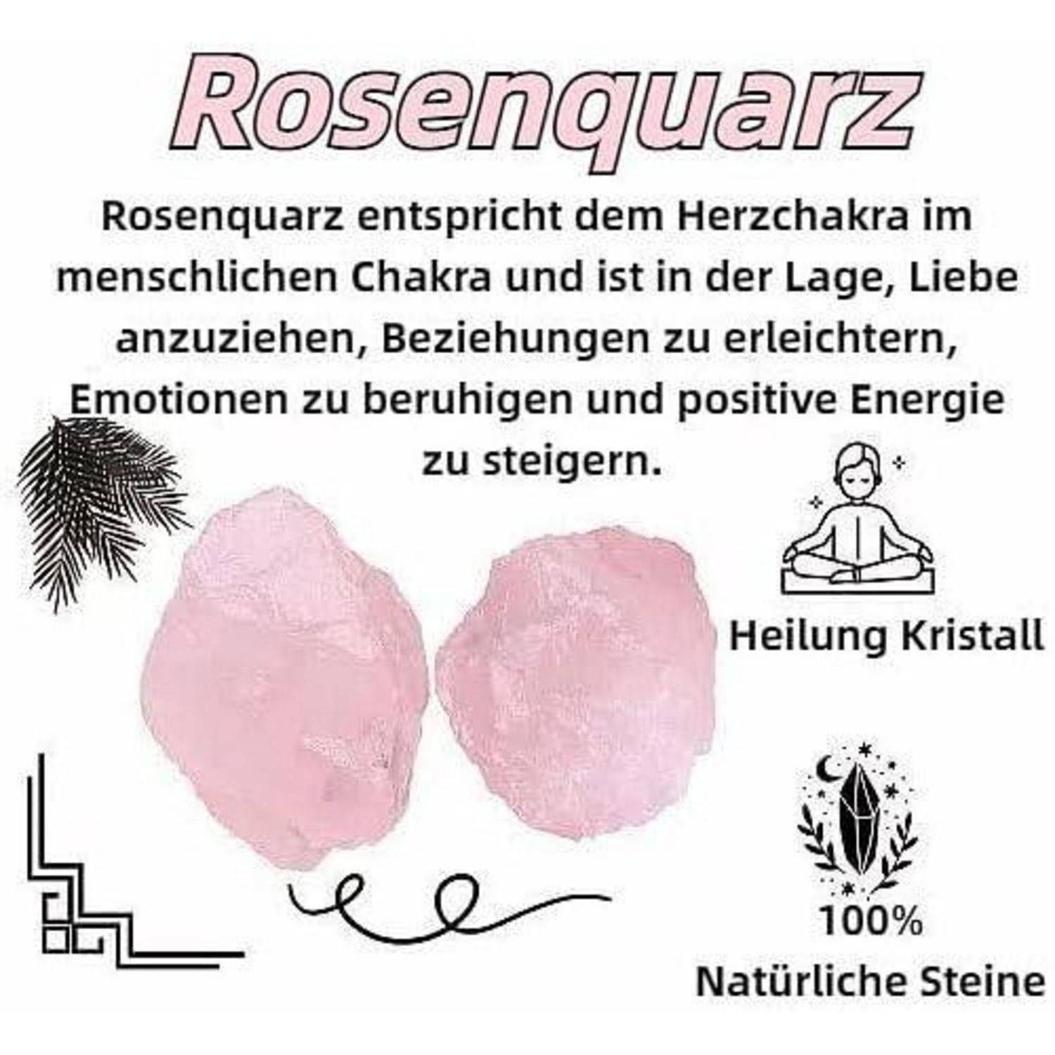 Rosenquarz Kristall Rohstein 2 Stück Naturstein Meditation Reiki