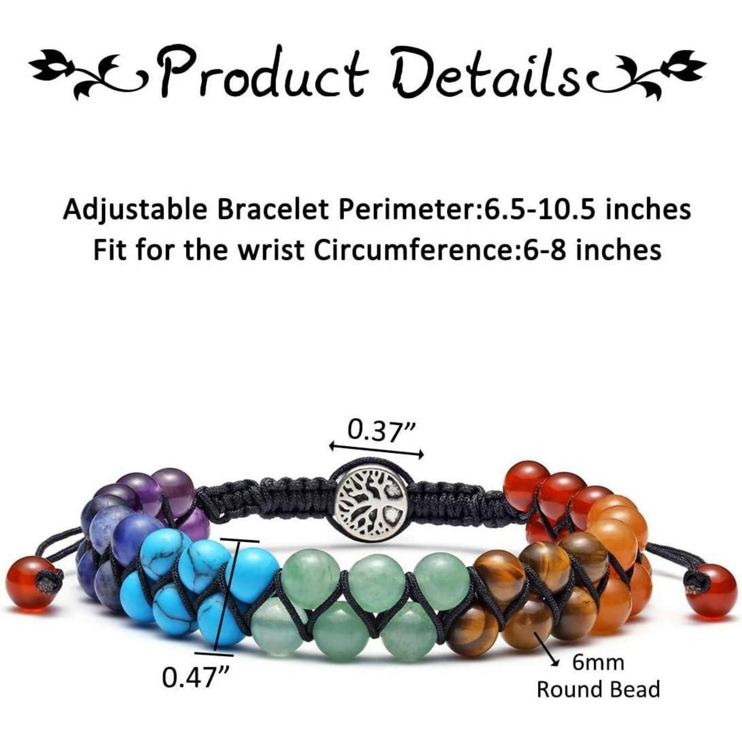 Chakra Armband lebensbaum Edelstein Doppelschicht geflochten Yoga