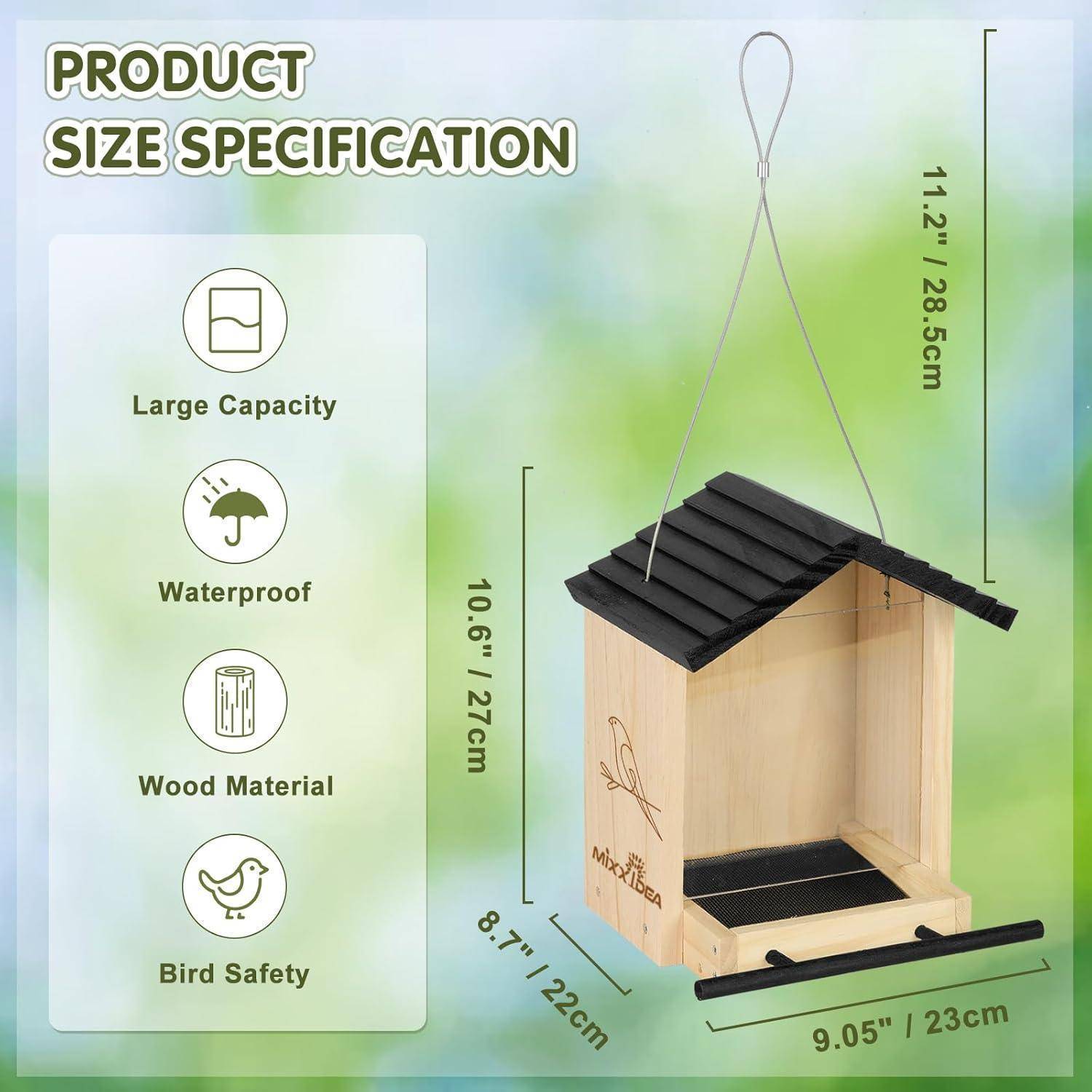 Größe des Vogelfutterhauses: 11,2