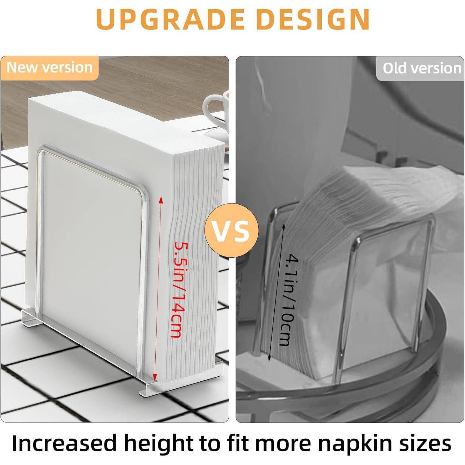 Upgrade-Design: Der neue Serviettenhalter ist 5,5 Zoll/14 cm hoch und hat eine erhöhte Höhe, um mehr Serviettengrößen im Vergleich zur alten Version mit 4,1 Zoll/10 cm zu passen.