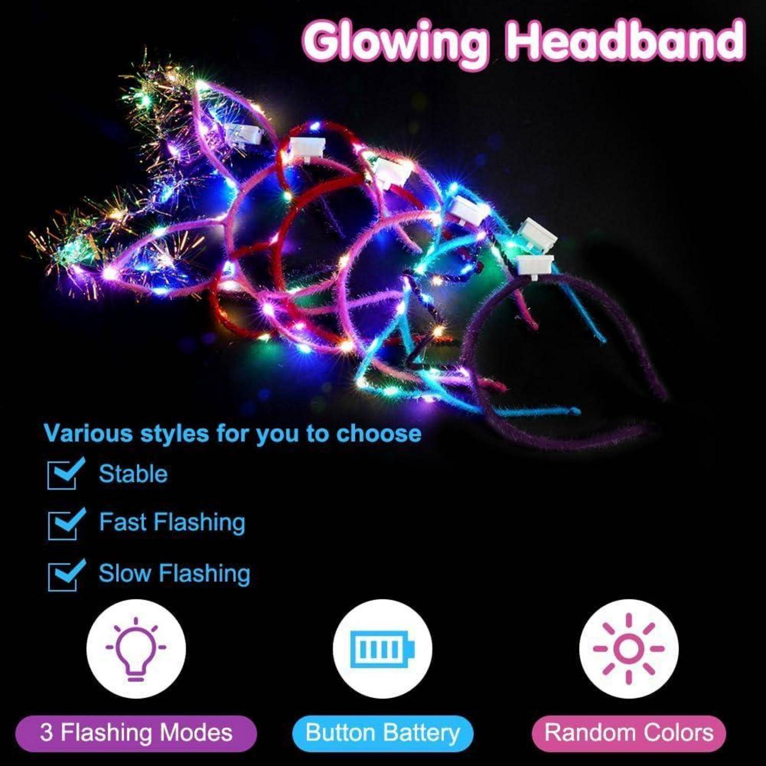 LED Stirnband Katze Haarreif Kinder Party Accessoires 6 Stück