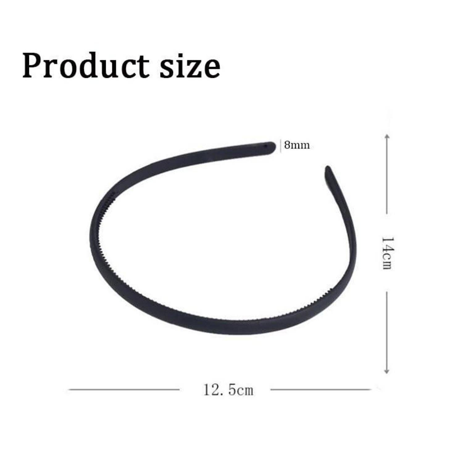 Produktgröße: Schwarzes Haarband. Bandmaße: 14 cm Höhe, 12,5 cm Breite, 8 mm Dicke.
