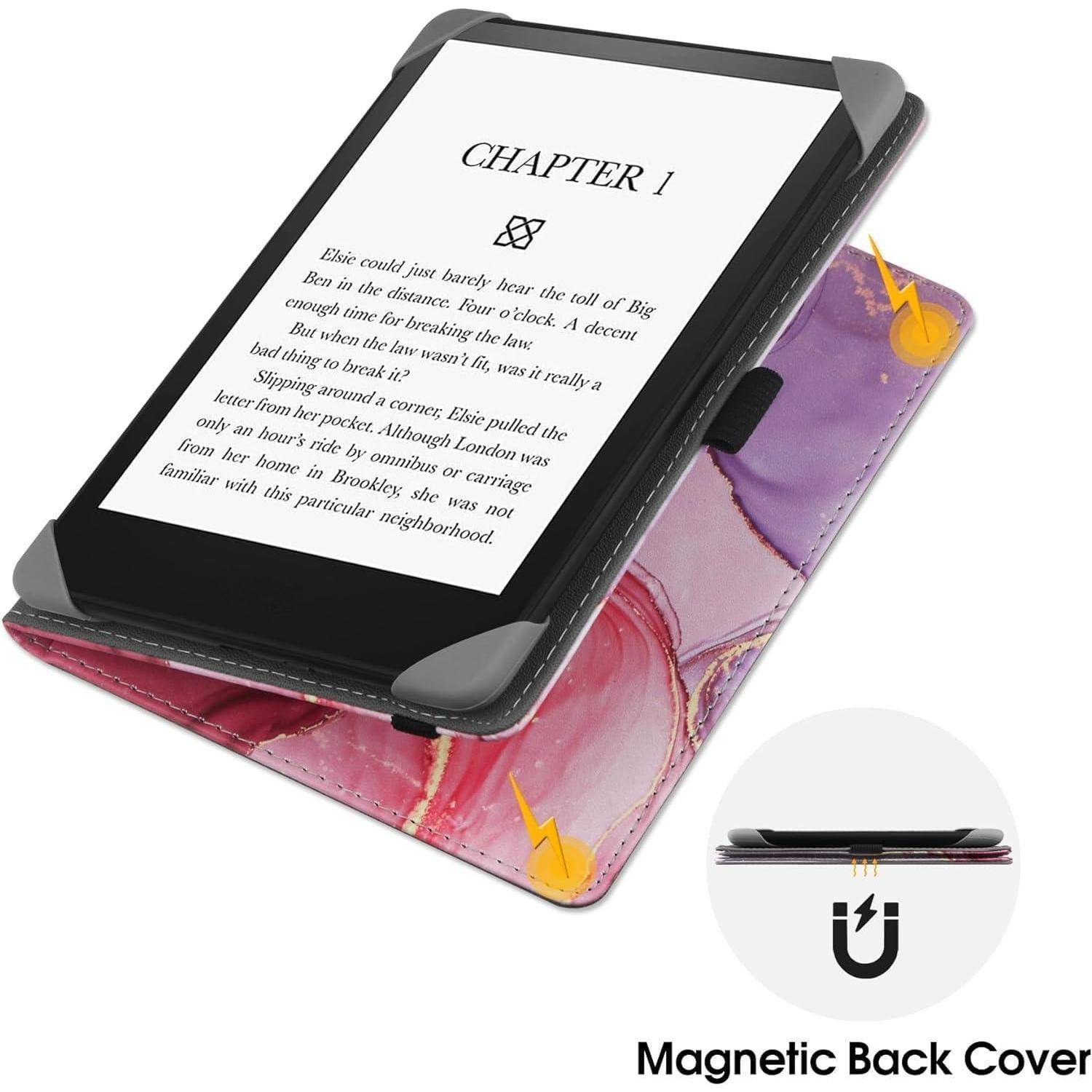 Hülle Universal 6 Zoll Ereader Folio Ständer Handschlaufe Marble Pink