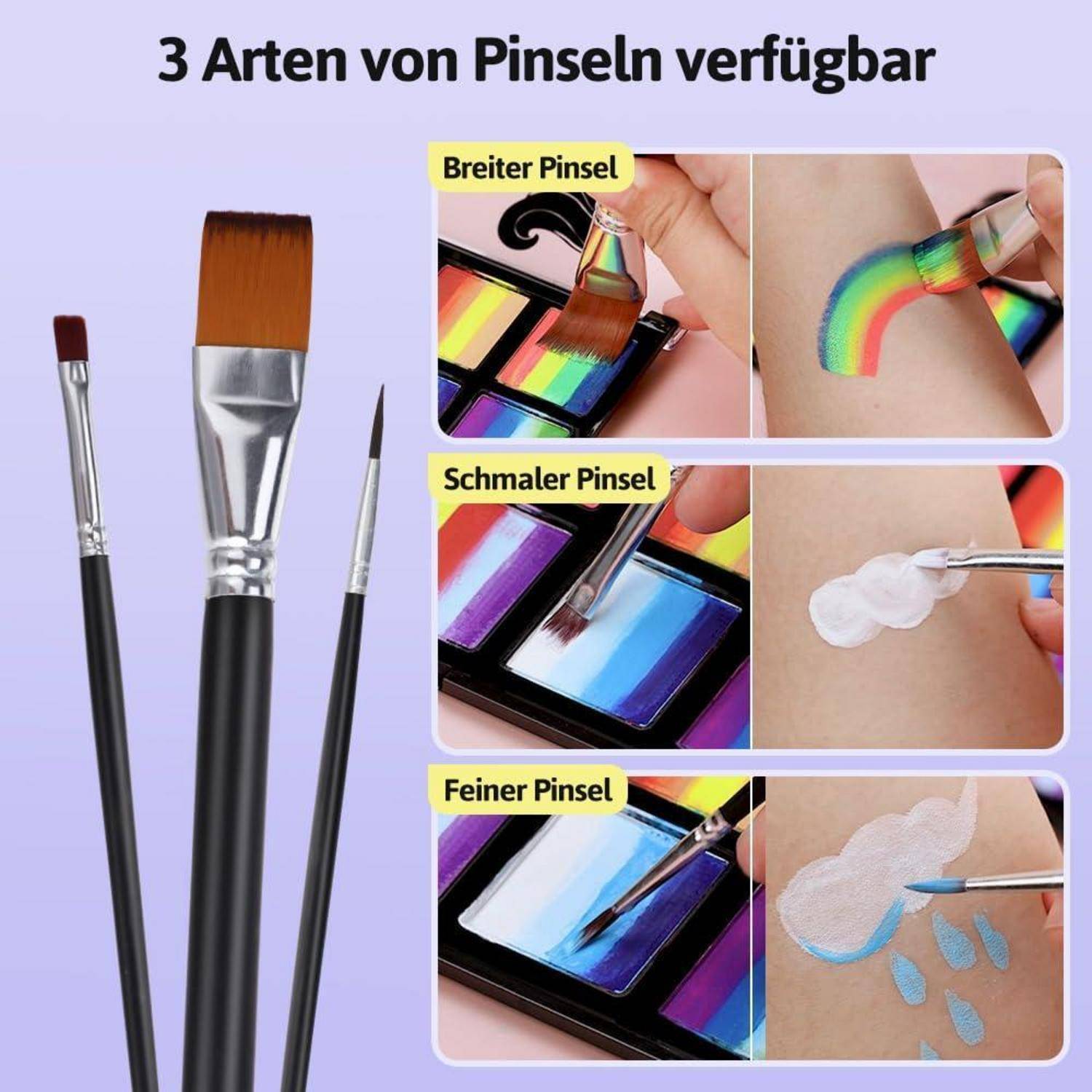 3 Arten von Pinseln verfügbar