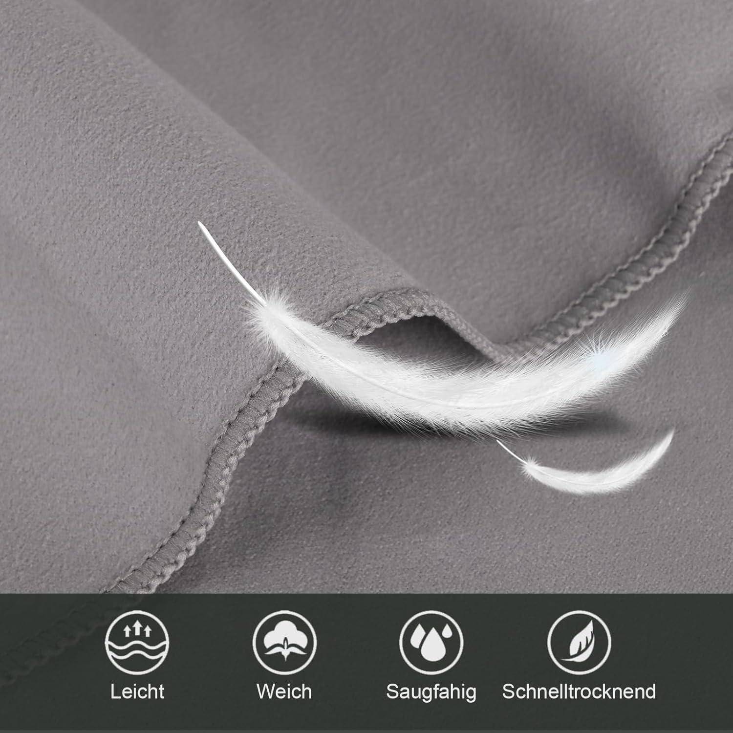 Handtuch Mikrofaser 3er 160x80cm 2x80x40cm schnelltrocknend Grau