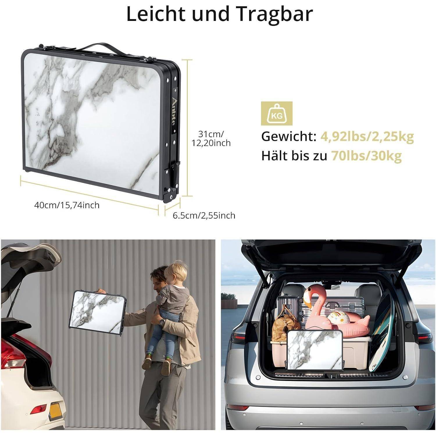 Tragbares Etui 'Leicht und Tragbar', Marmordesign, Abmessungen 40 cm x 31 cm x 6,5 cm, Gewicht 4,92 Pfund, unterstützt bis zu 70 Pfund.
