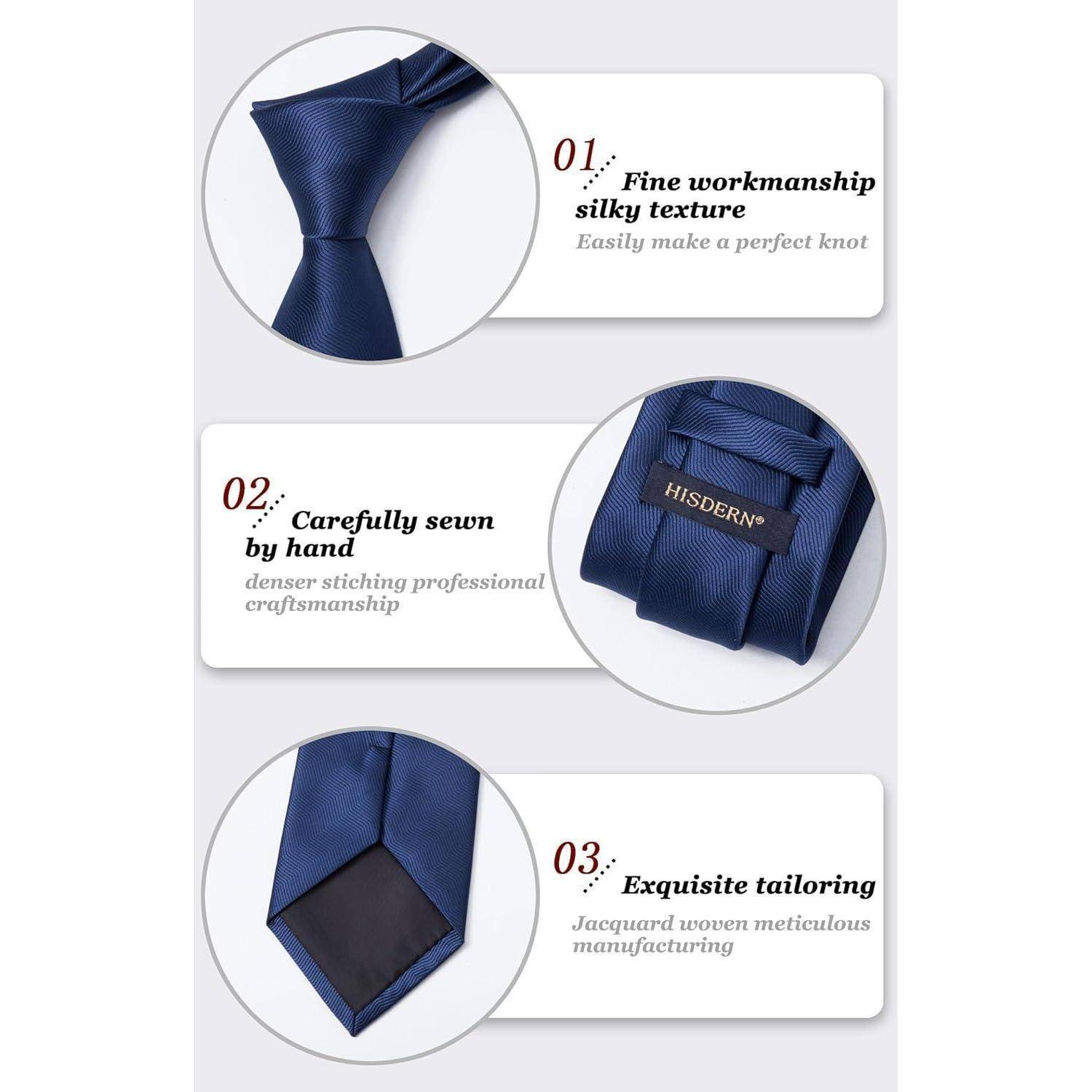 Krawatte Herren Hochzeit Einstecktuch Set Einheitsgröße Navy Blau
