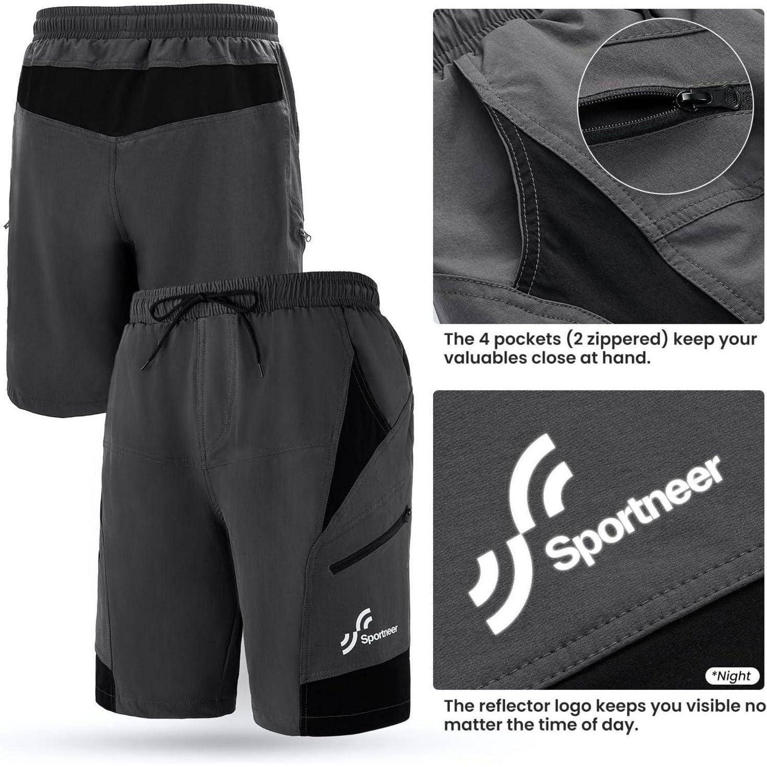 Kurze Sporthose mit vier Taschen (zwei mit Reißverschluss) zum sicheren Verstauen von Wertsachen. Ein Reflexlogo erhöht die Sichtbarkeit bei schlechten Lichtverhältnissen.
