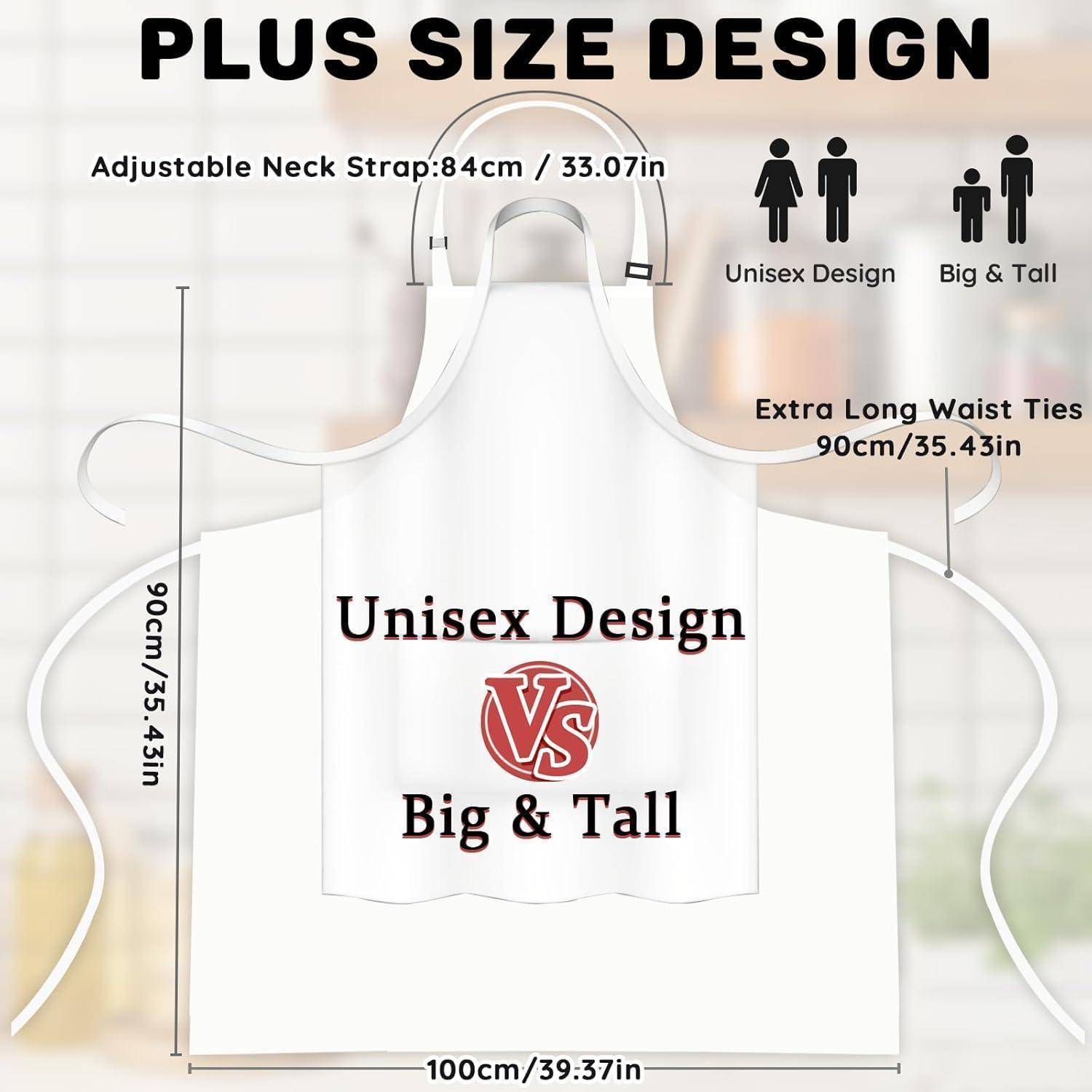 Übergroße Schürze mit verstellbarem Nackenriemen (84 cm) und langen Taillenbändern (90 cm). Merkmale im unisex, großen und hohen Design-Stil.