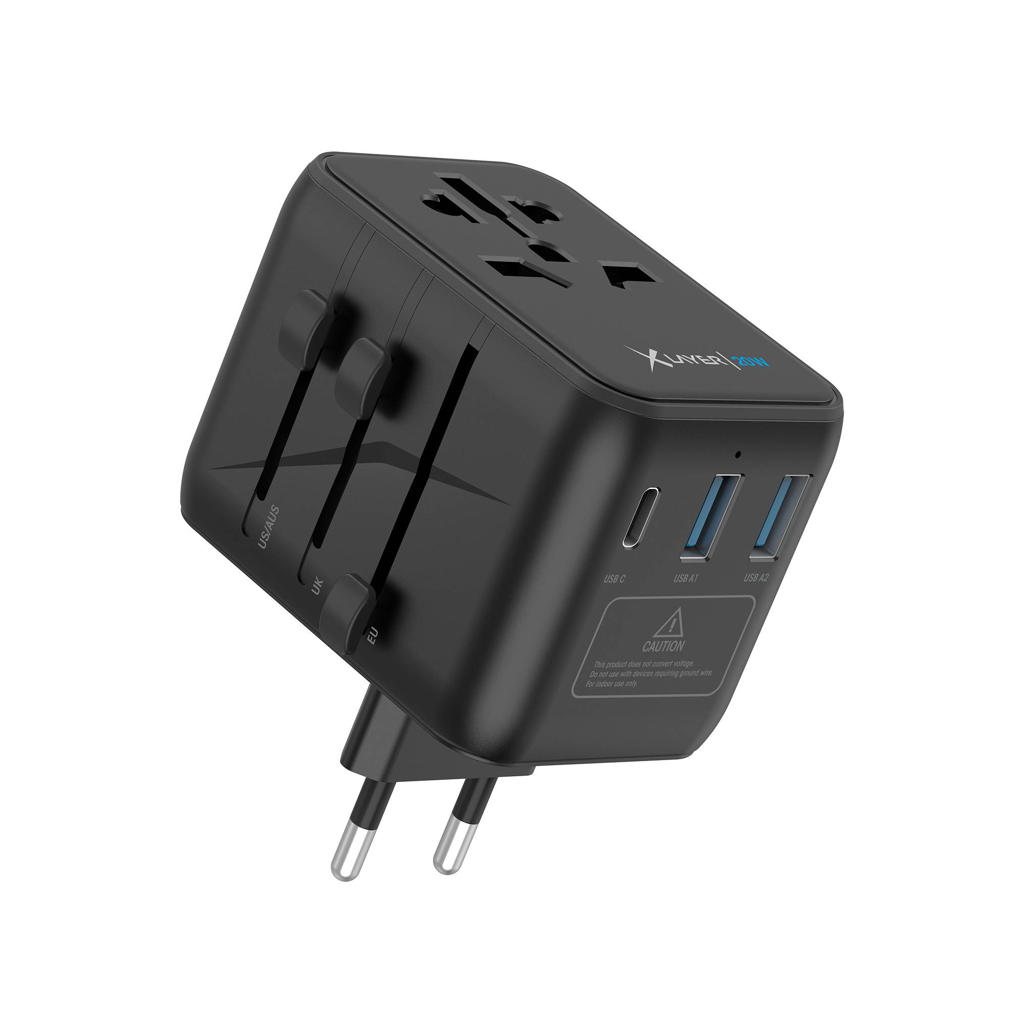 Ladegerät XLayer Reisestecker weltweit 2 x USB Typ-A 1 x USB Typ-C 20W