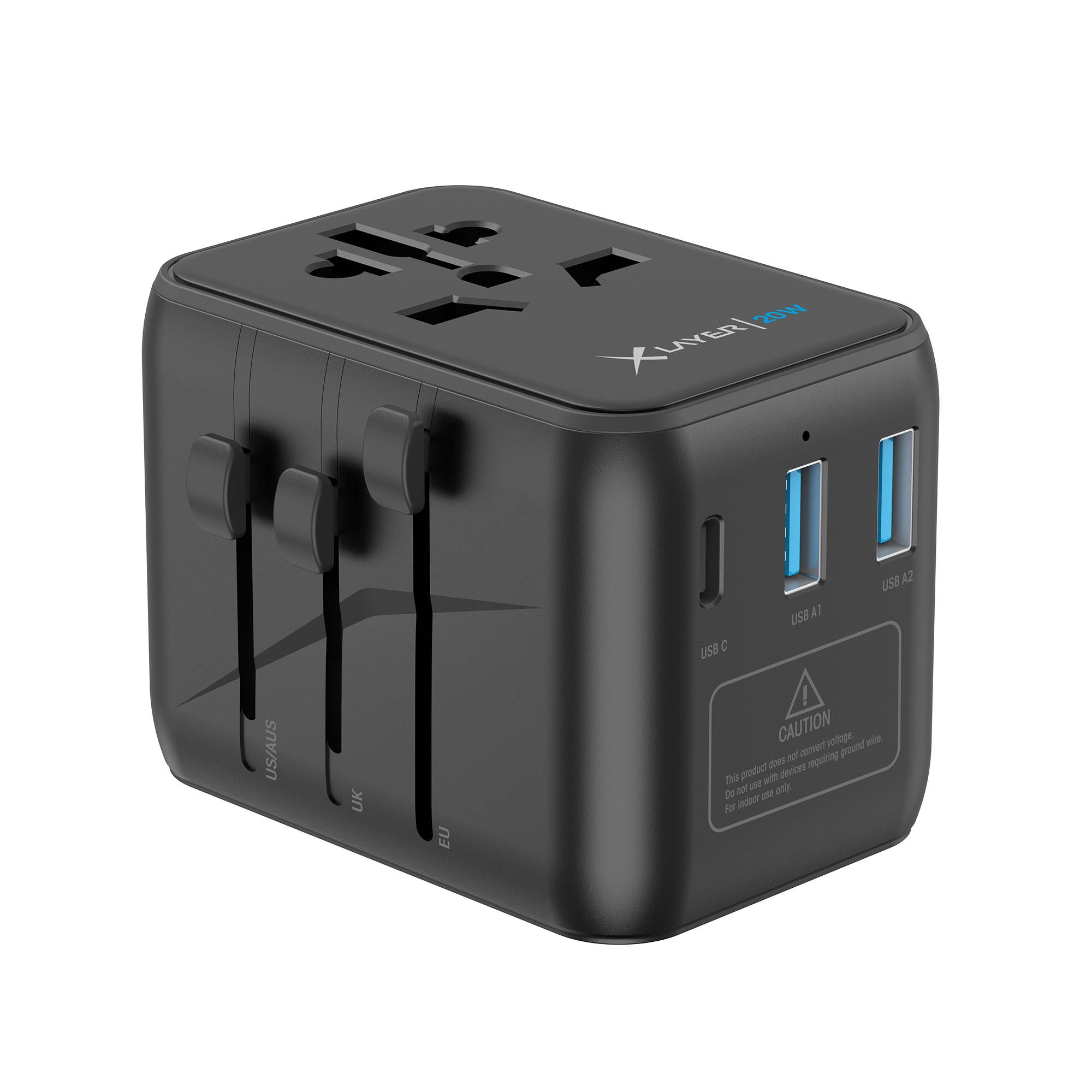 Ladegerät XLayer Reisestecker weltweit 2 x USB Typ-A 1 x USB Typ-C 20W